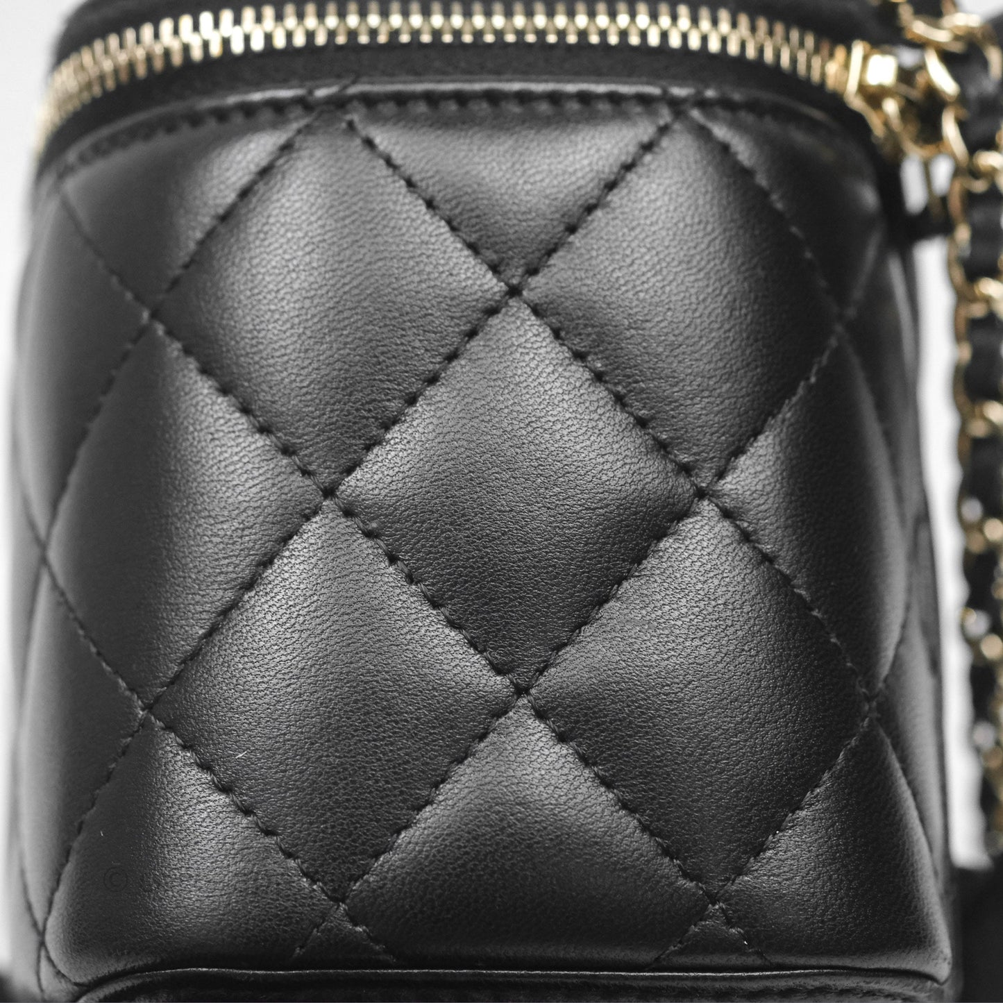Chanel Classic Vanity Rectangular Top Handle With Chain Black Lambskin Gold Hardware
