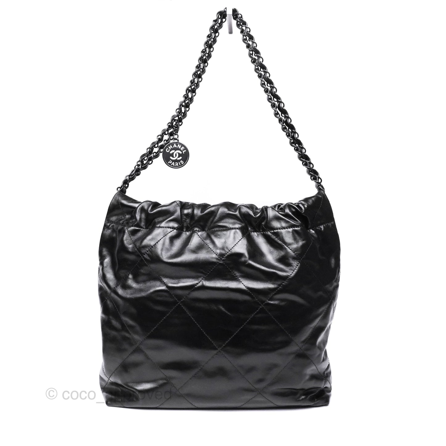 Chanel 22 Small Quilted So Black Shiny Crumpled Calfskin
