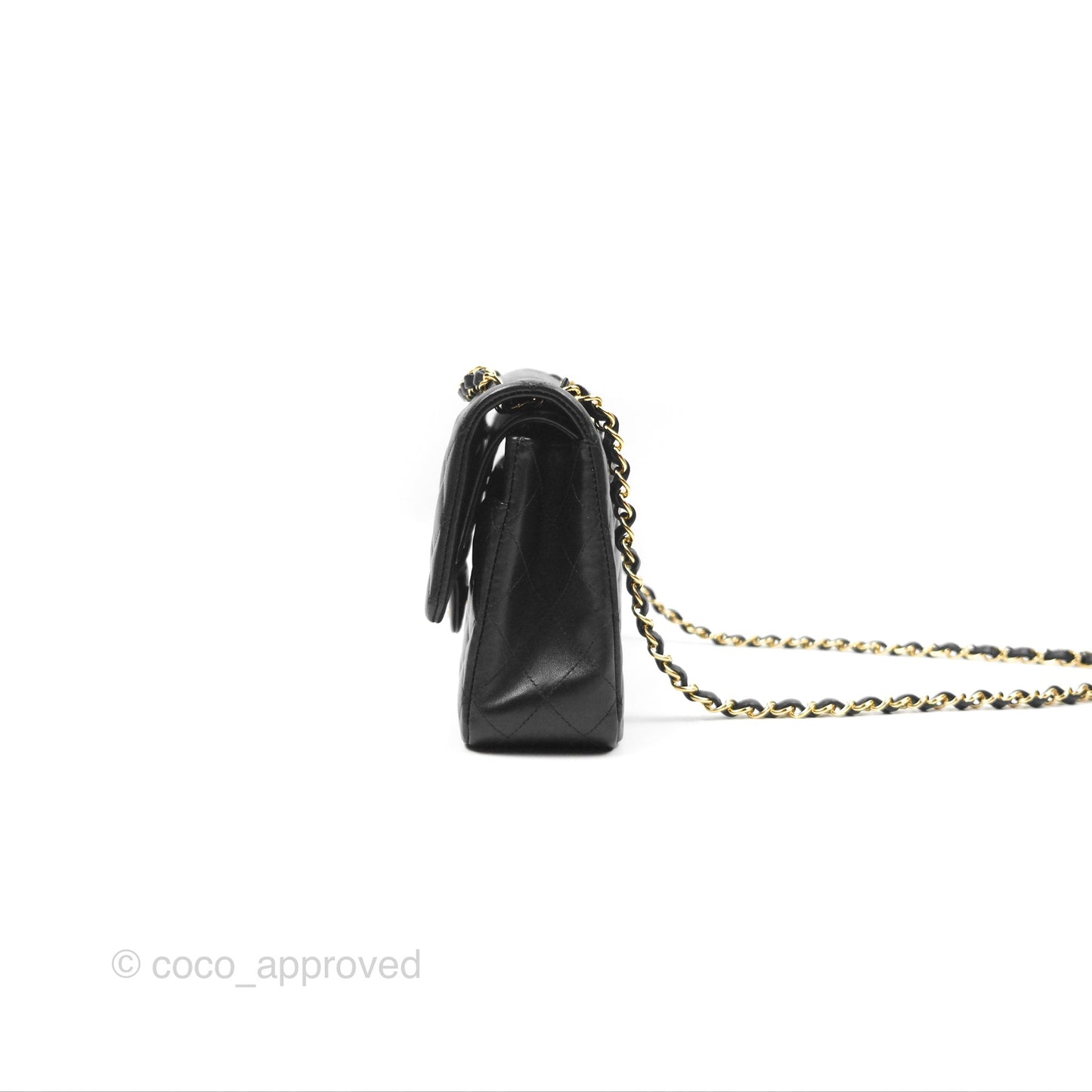Chanel Classic M/L Medium Flap Quilted Black Lambskin Gold Hardware