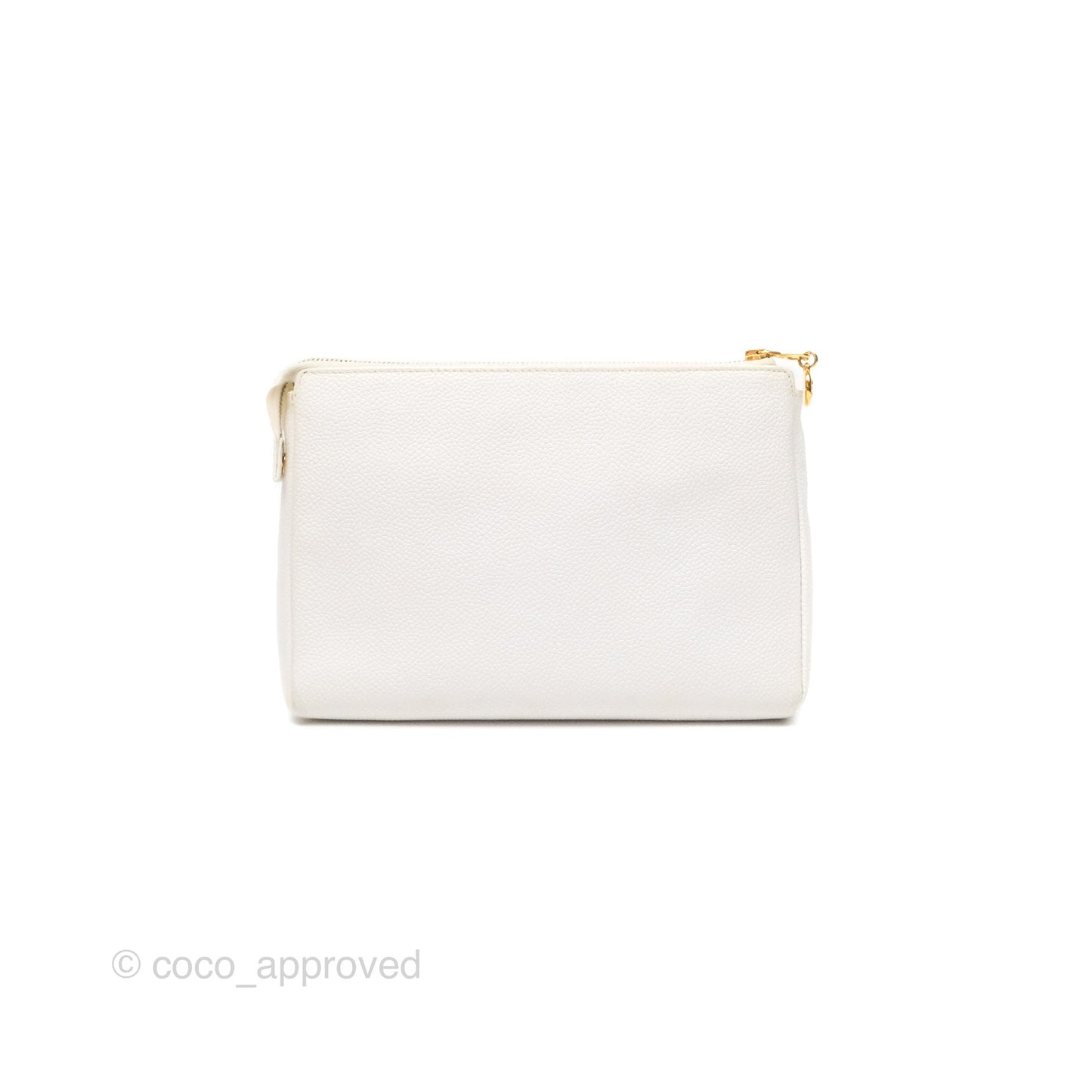Chanel Vintage CC Clutch White Caviar Gold Hardware