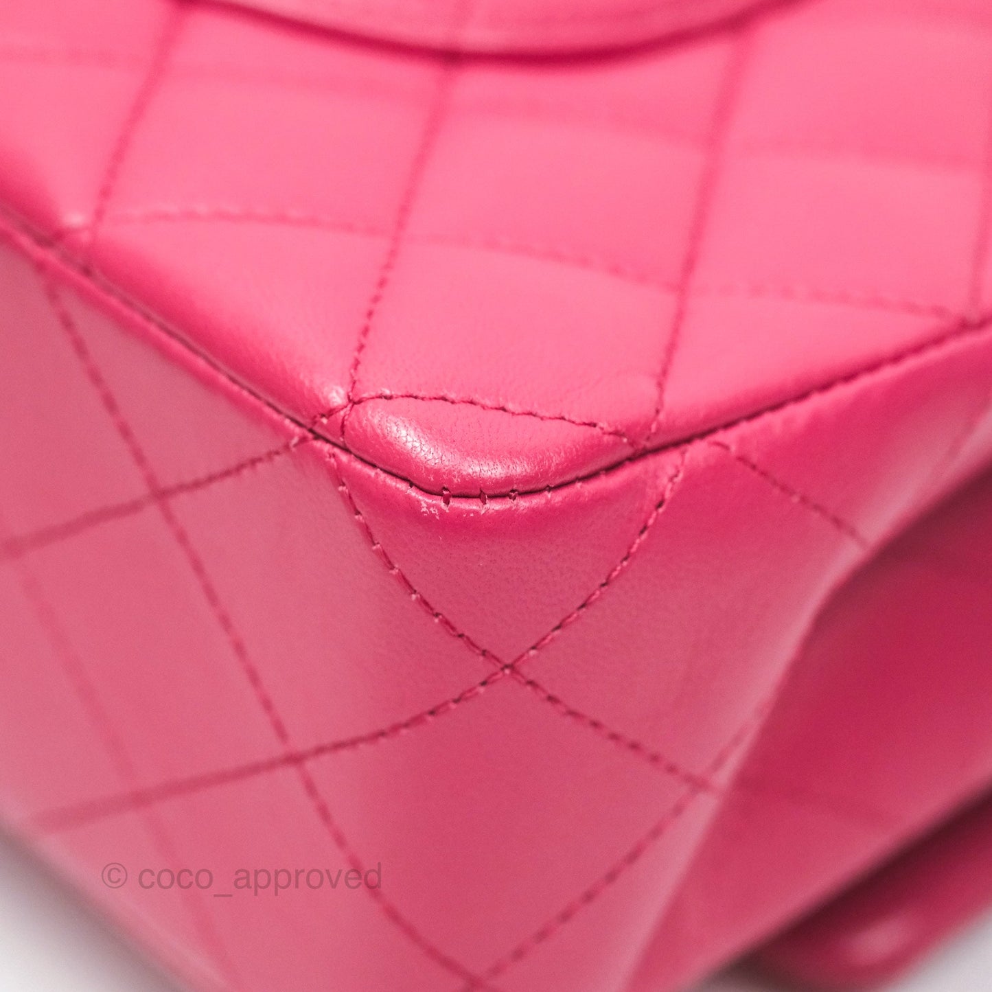 Chanel Classic M/L Medium Flap Quilted Dark Pink Lambskin Silver Hardware