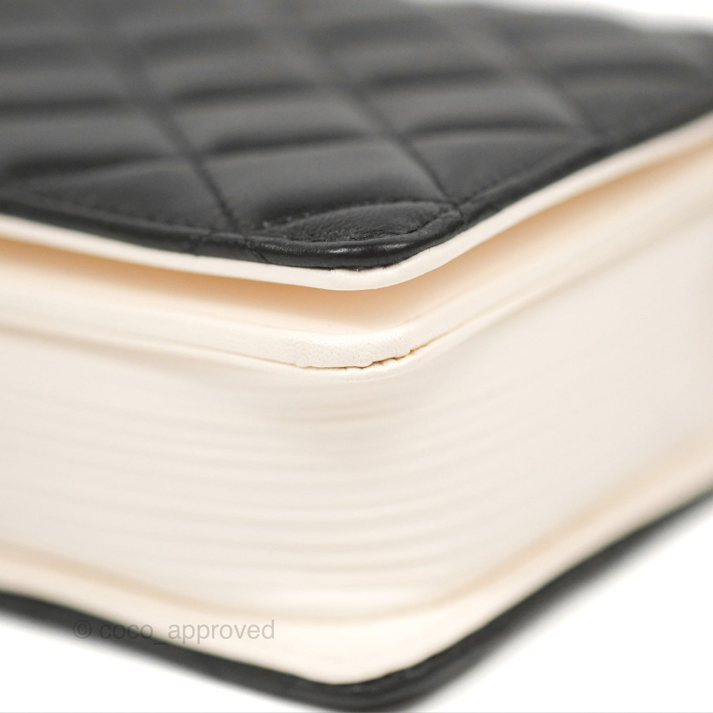Chanel Quilted Book Wallet on Chain WOC Black Lambskin Gold Hardware