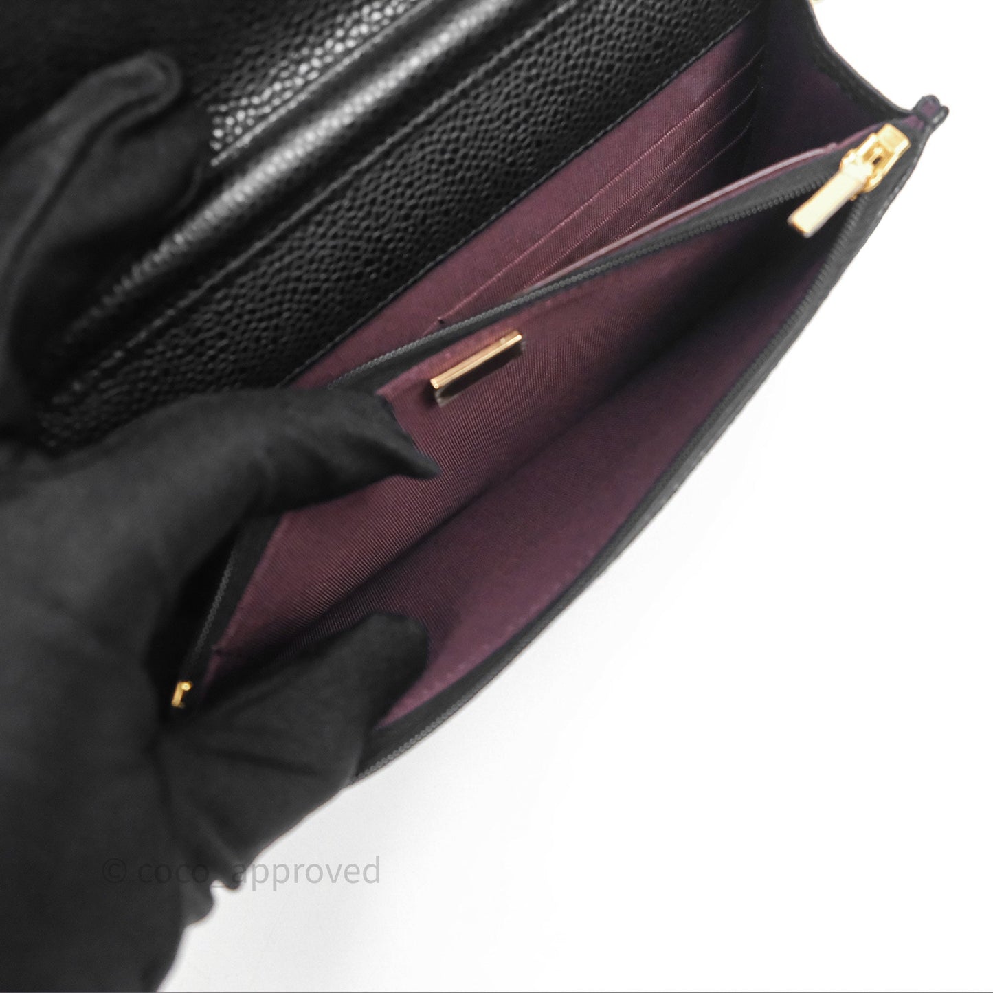 Chanel Classic Quilted Wallet On Chain WOC Black Caviar Gold Hardware