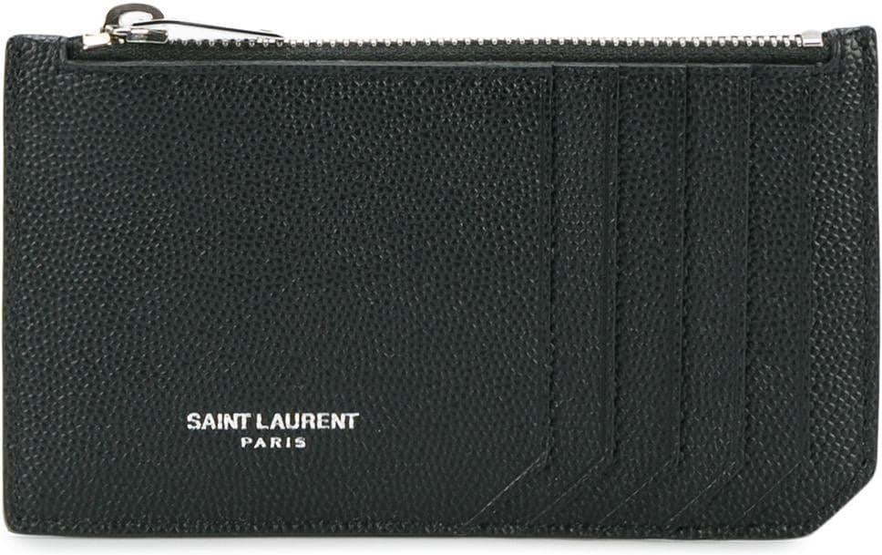 Luxury Saint Laurent Men's Leather Card Holder in Black | 609362BTY0N