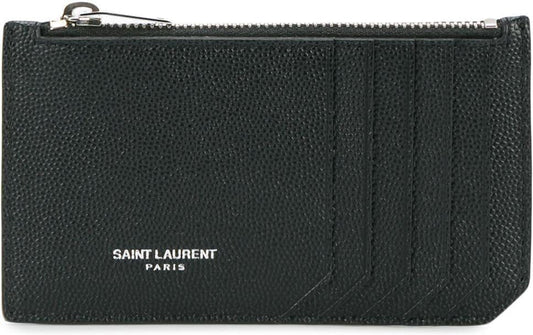 Luxury Saint Laurent Men's Leather Card Holder in Black | 609362BTY0N