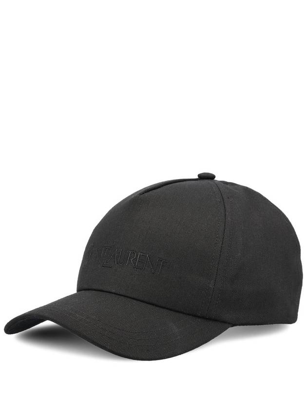 Luxury Saint Laurent Embroidered Logo Gabardine Weave Cotton Ball Cap Black