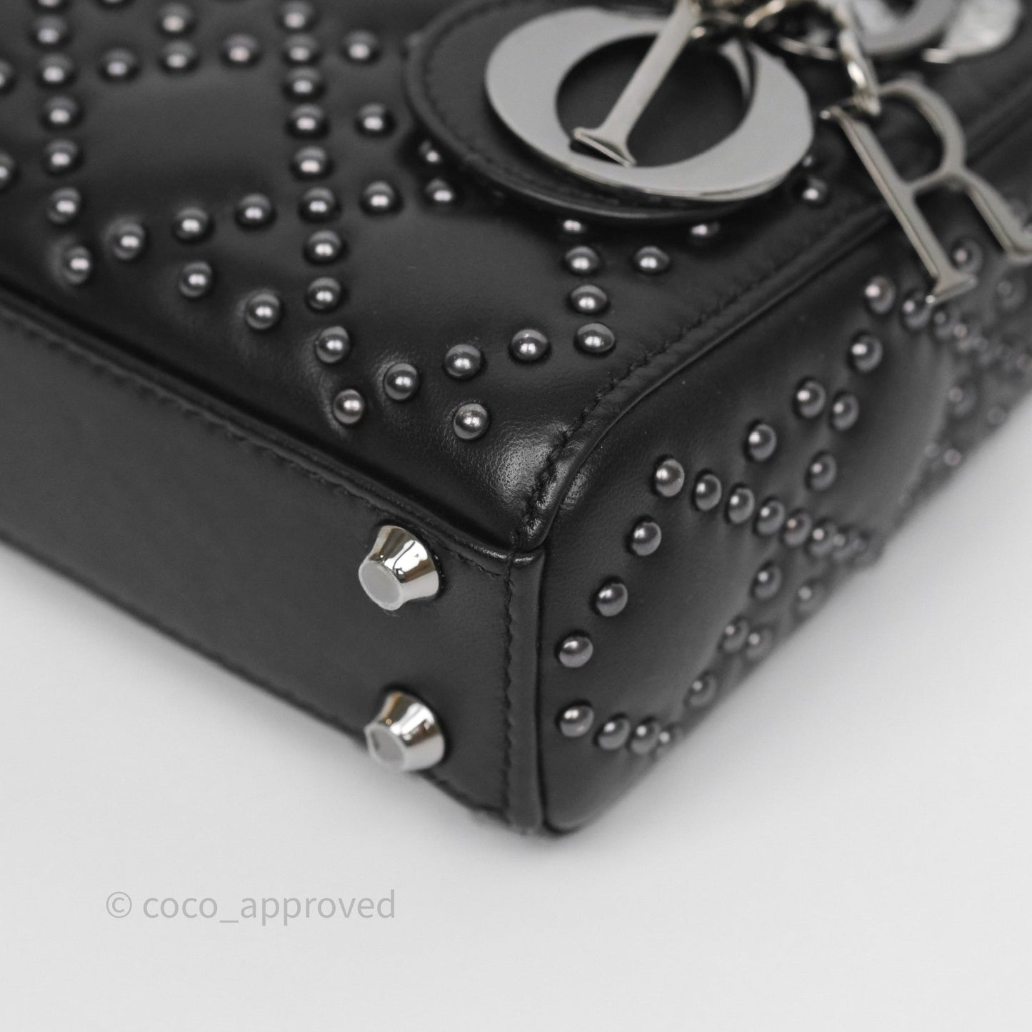Christian Dior Micro Lady Dior Studded Cannage Black Lambskin