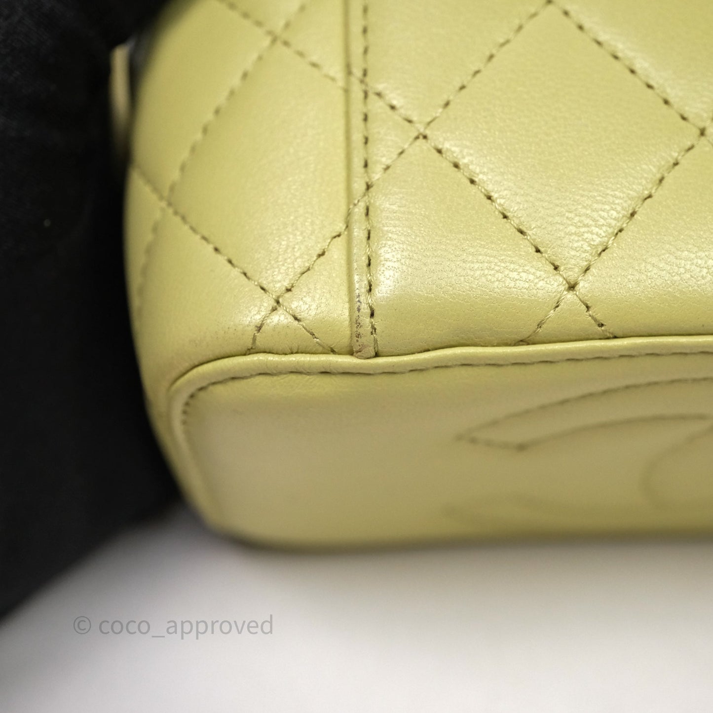 Chanel Quilted Vanity With Chain Lambskin Green Gold Hardware