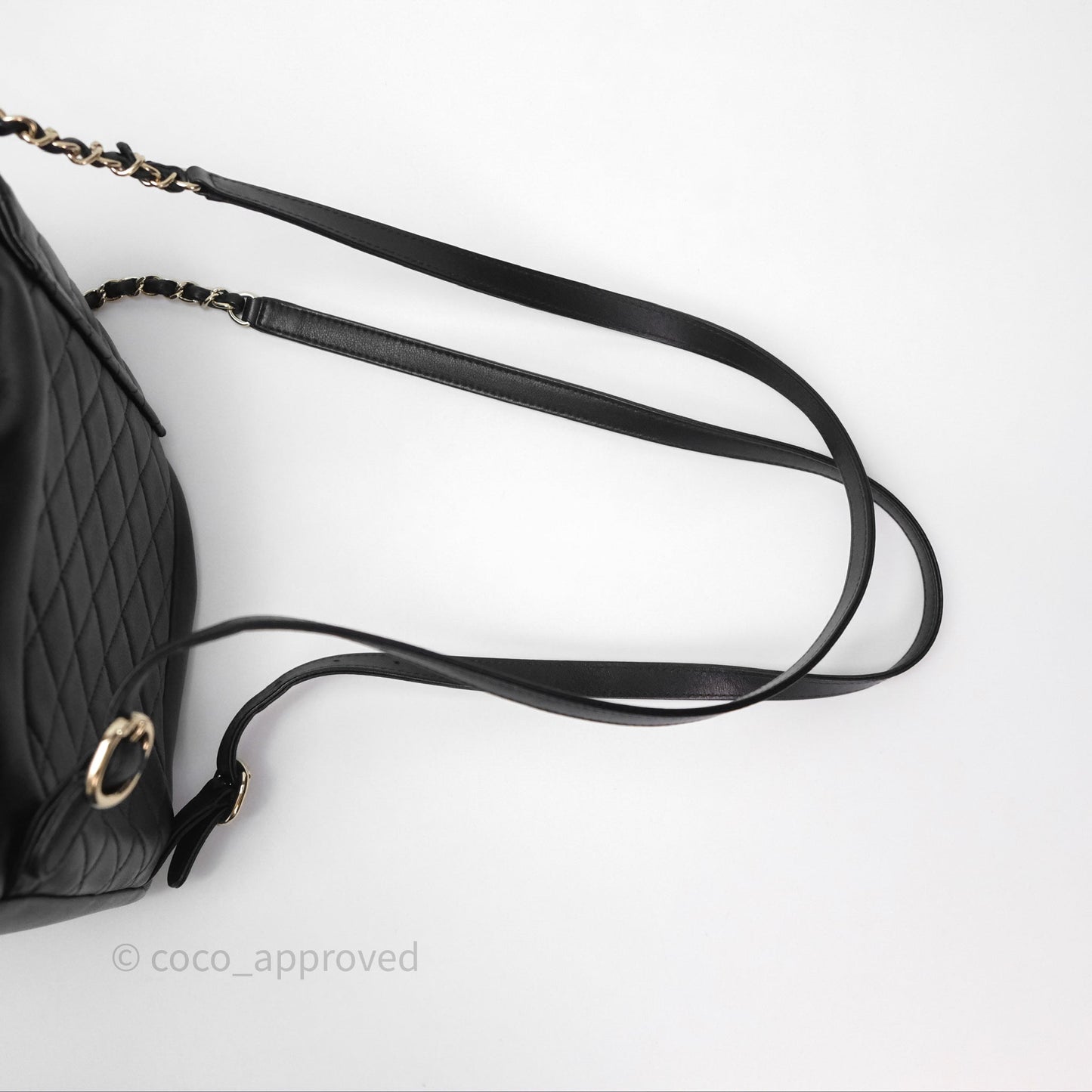 Chanel Quilted Large Duma Drawstring Backpack Black Calfskin