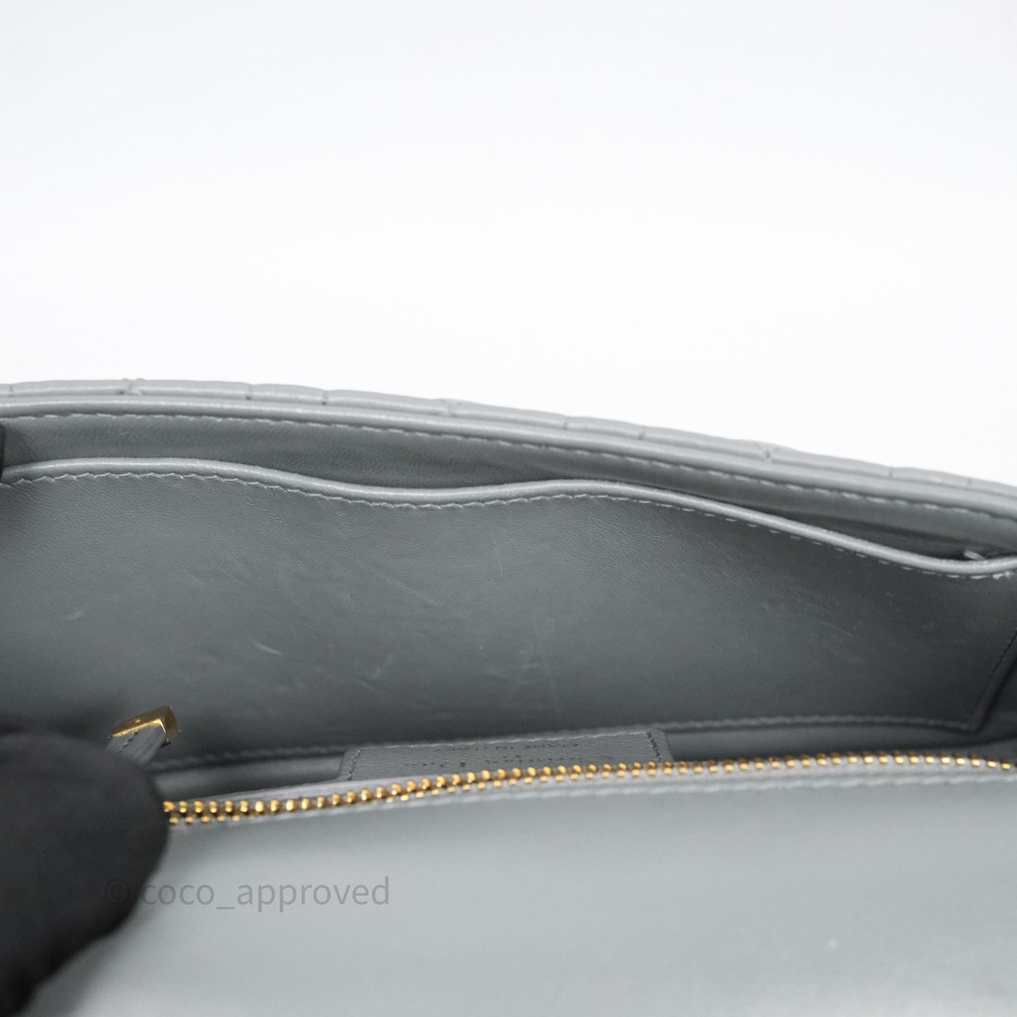 Christian Dior Small Caro Bag Stone Gray Supple Cannage Calfskin