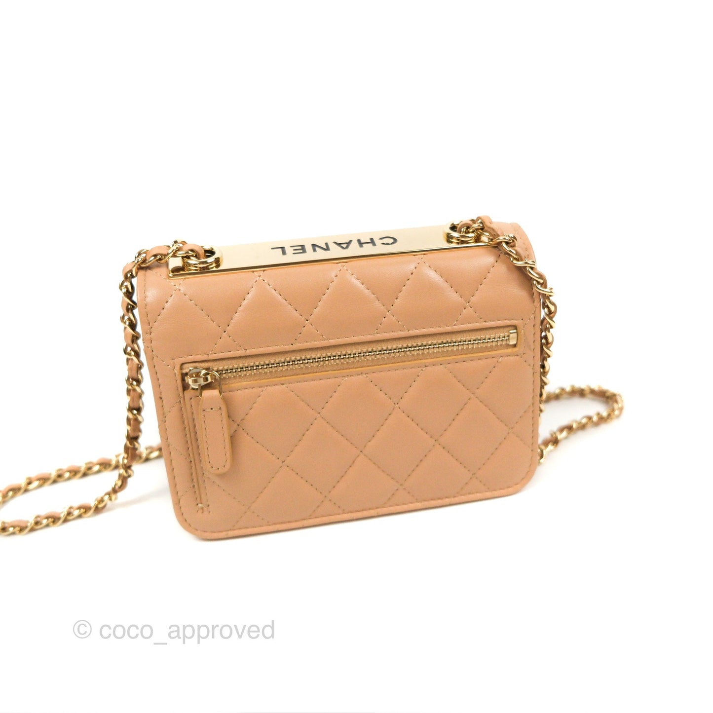 Chanel Mini Trendy WOC Beige Lambskin Gold Hardware 22B