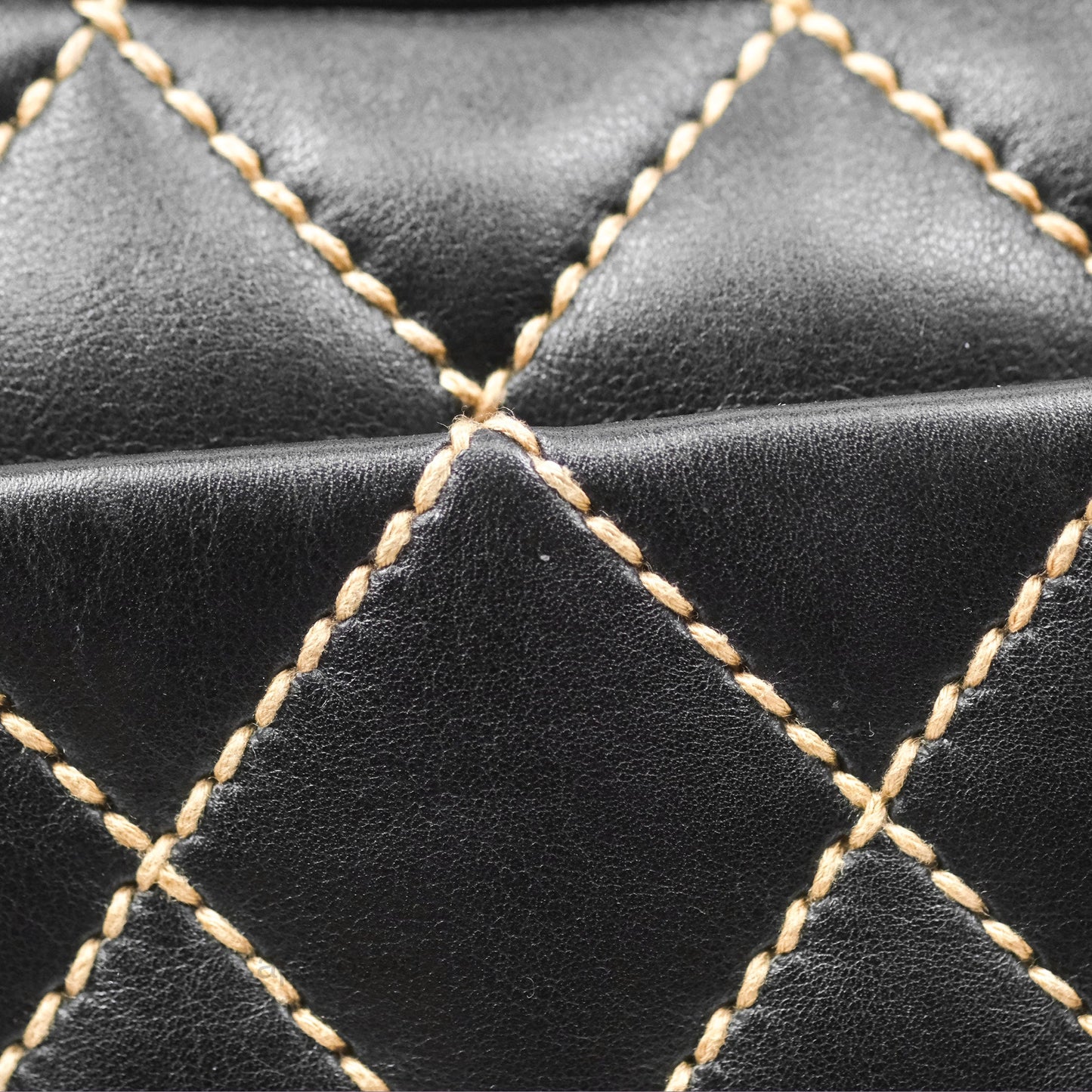 Chanel Vintage Wild Stitch Tote Bag Lambskin Black