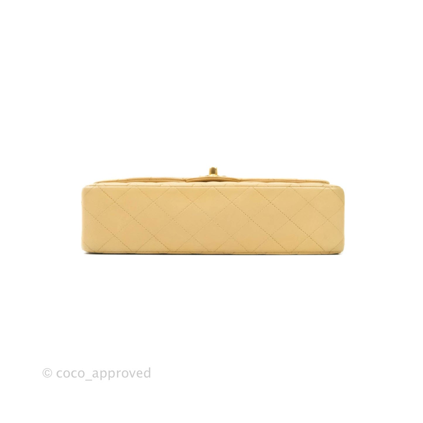 Chanel Vintage M/L Medium Double Flap Bag Beige Lambskin 24K Gold Hardware