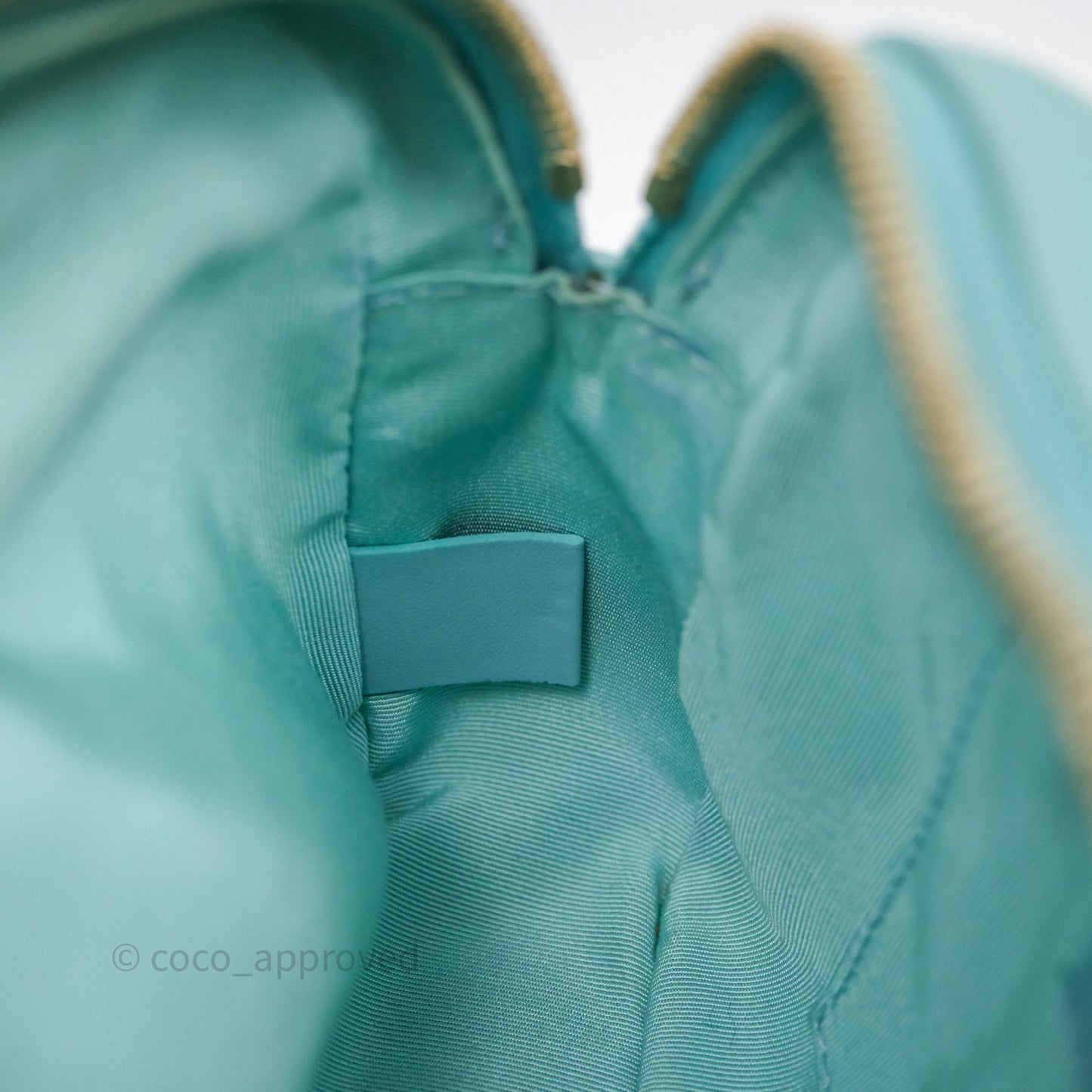 Chanel Camera Bag Quilted Pearly Turquoise Lambskin Aged Gold Hardware