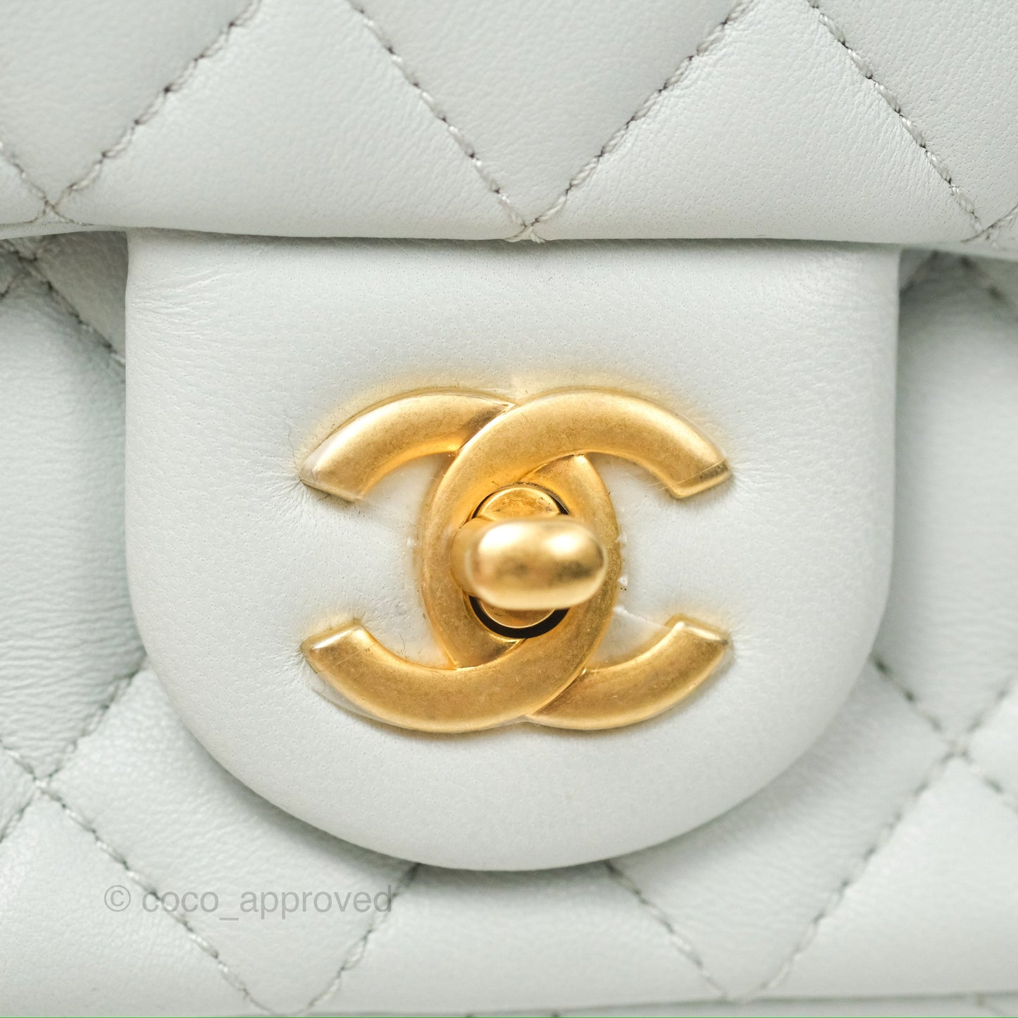 Chanel Quilted Mini Square Flap with Camellia Adjustable Chain Blue Clair Lambskin 23S