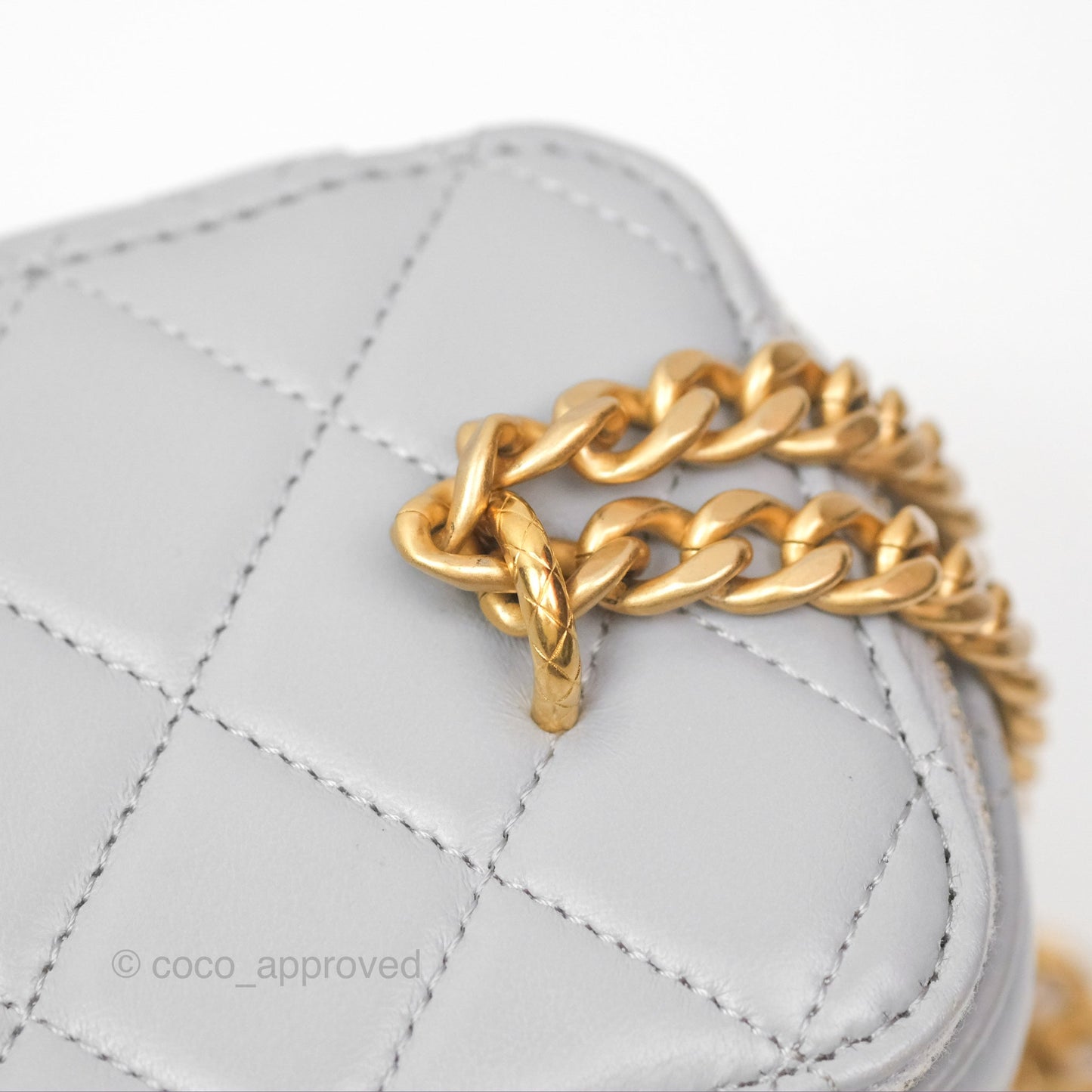 Chanel All Slide Vanity with Adjustable Chain Grey Lambskin Aged Gold Hardware