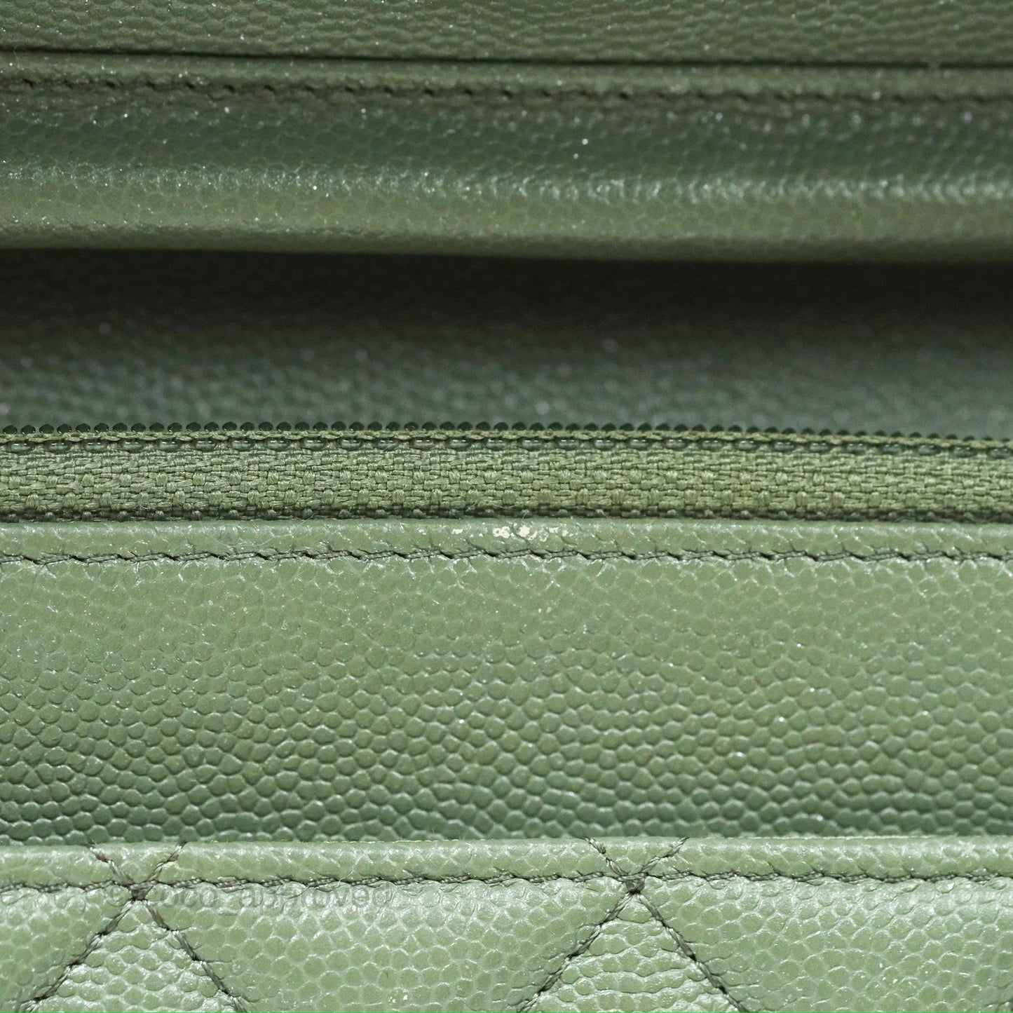 Chanel Classic Quilted Wallet On Chain WOC Glitter Dark Tiffany Green Caviar Aged Gold Hardware