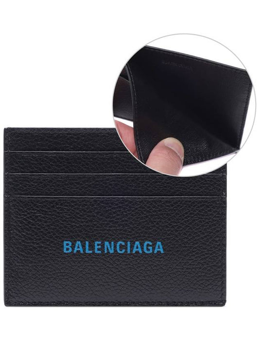 Luxury Balenciaga Logo Print Leather Card Wallet