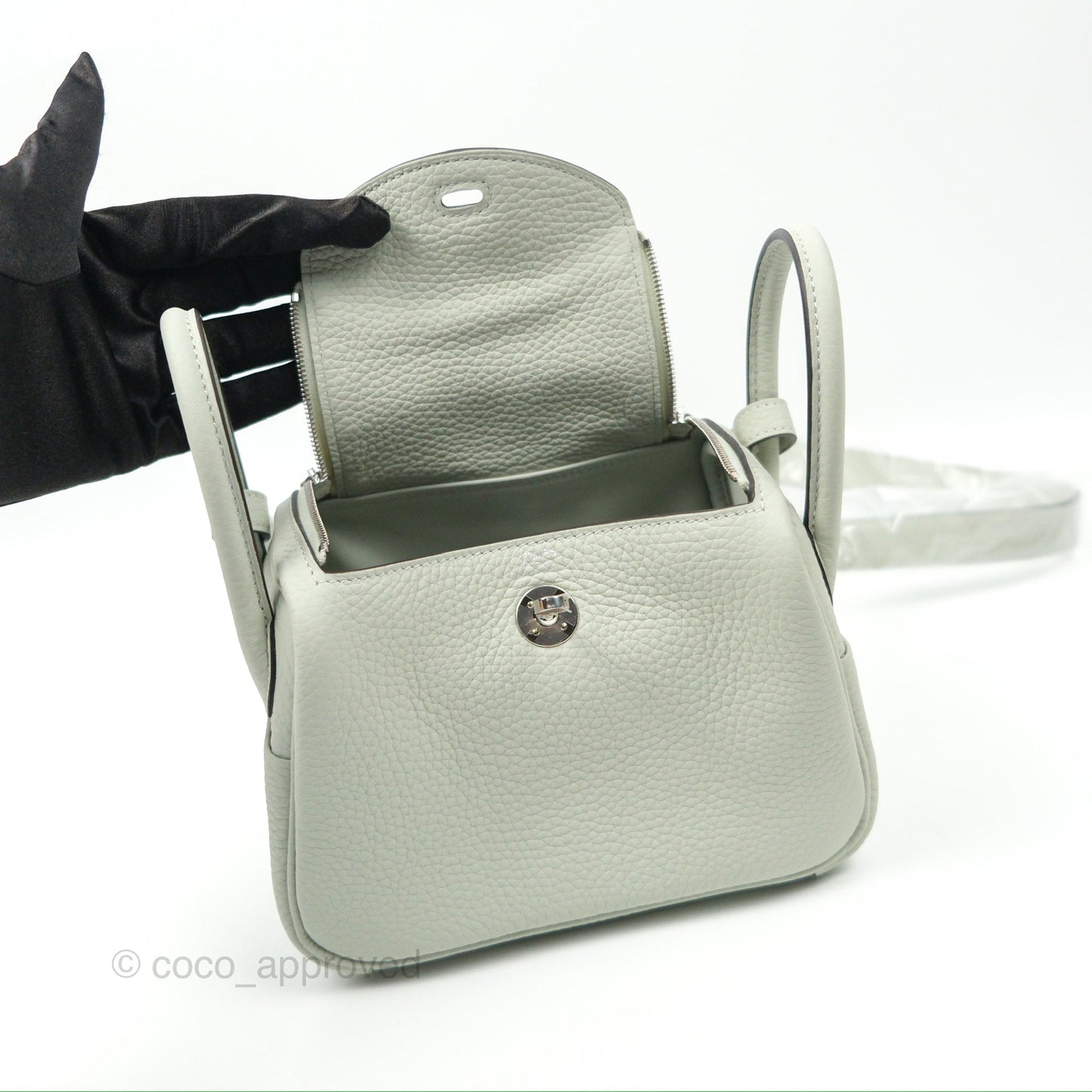 Hermès Mini Lindy 20 Gris Neve Clemence Palladium Hardware