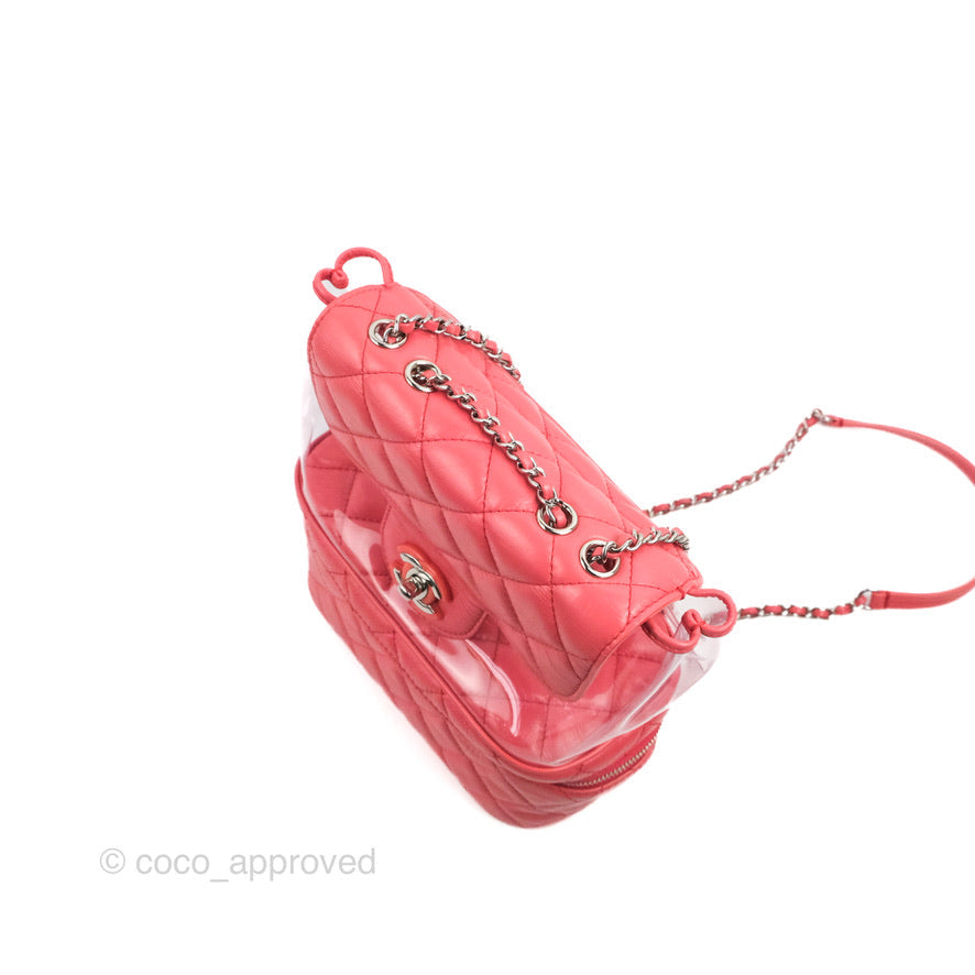 Chanel Aquarium PVC Coral Pink Crumpled Calfskin Silver Hardware