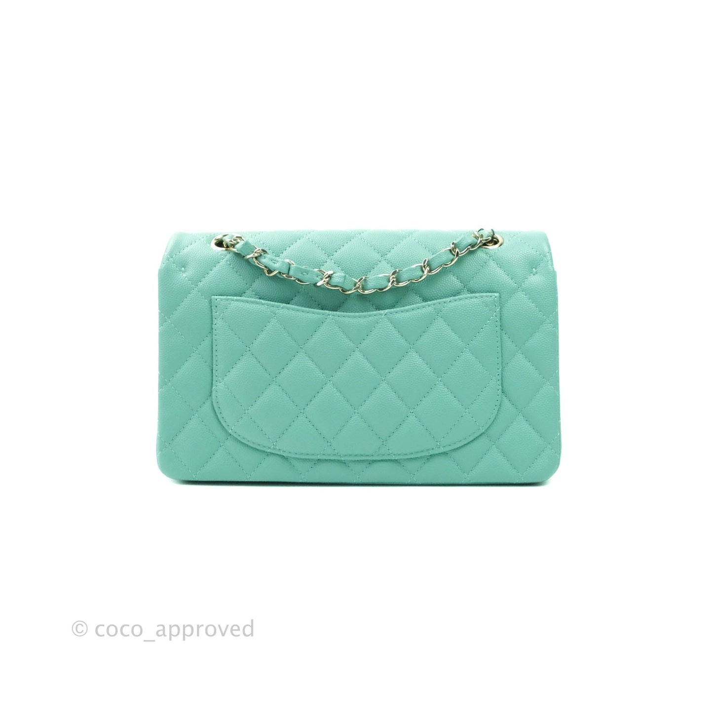 Chanel Classic Small S/M Flap Tiffany Blue Mint Caviar Gold Hardware 21S
