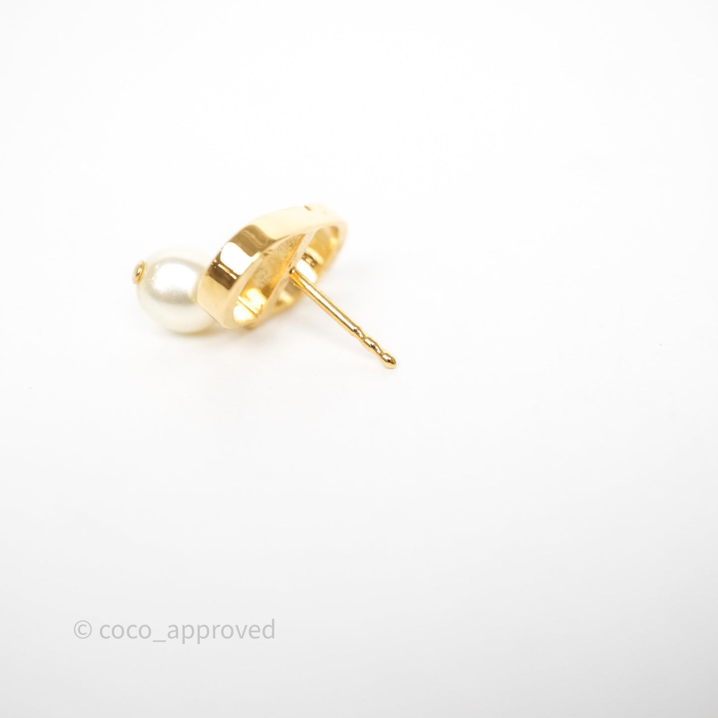 Christian Dior Petit CD Pearl Earrings Gold Tone