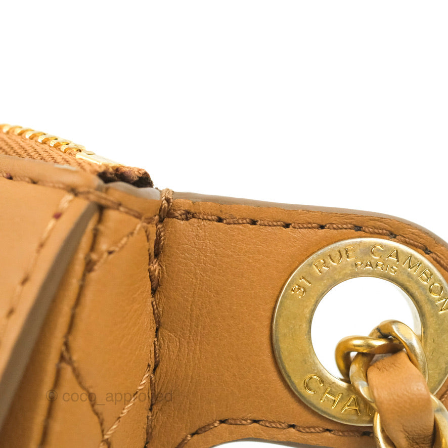Chanel Flap Waist Bag with Leather & Tweed Coin Purses Dark Beige Calfskin