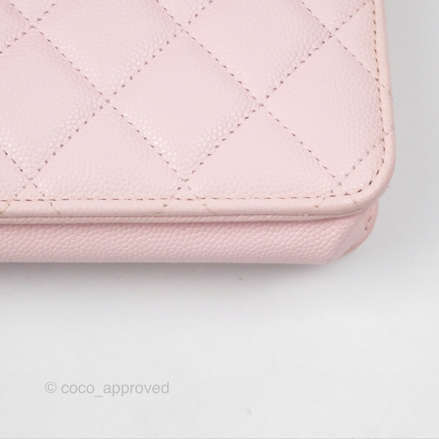 Chanel Quilted Classic Wallet on Chain WOC Pink Caviar Gold Hardware