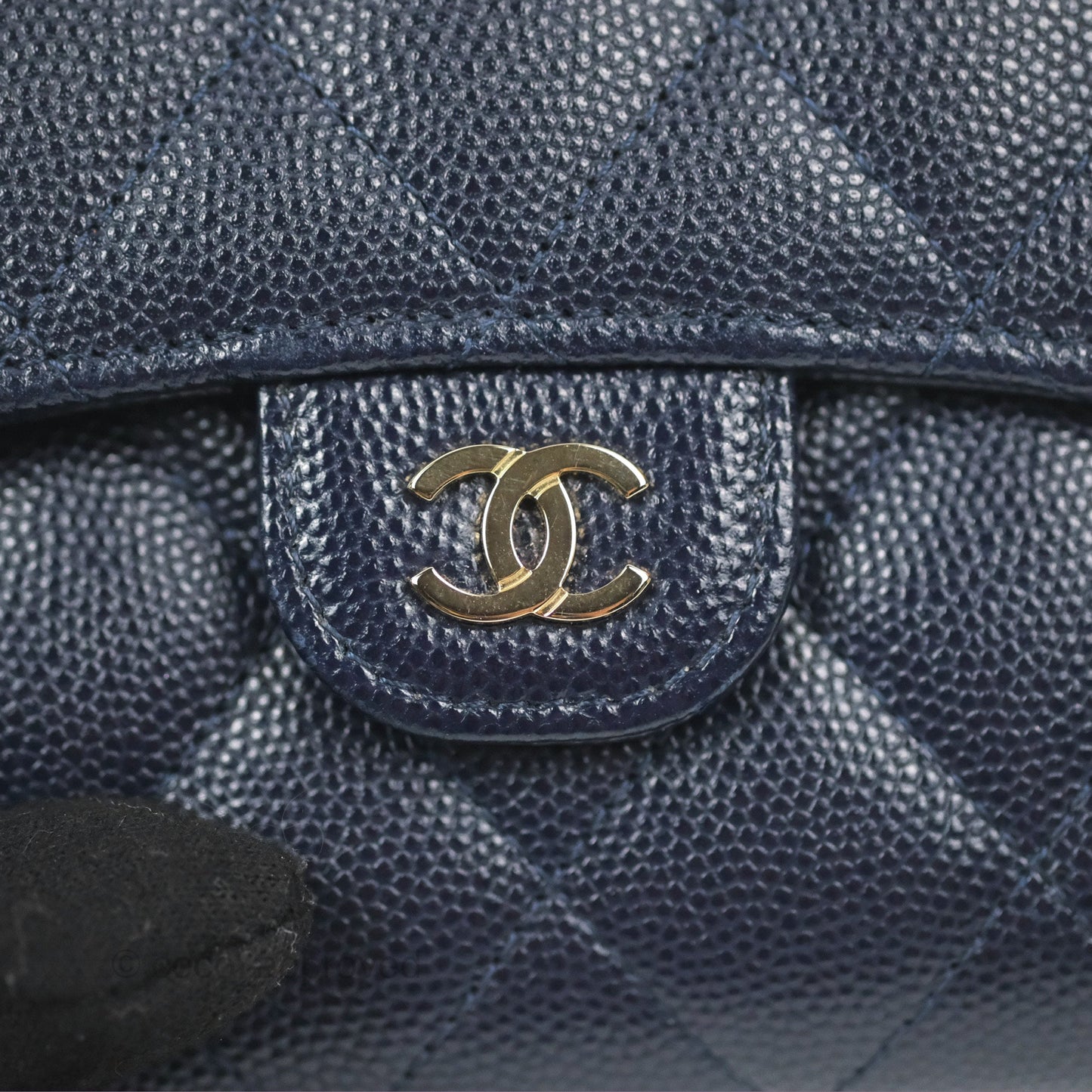 Chanel Classic Short Flap Wallet Navy Caviar Gold Hardware