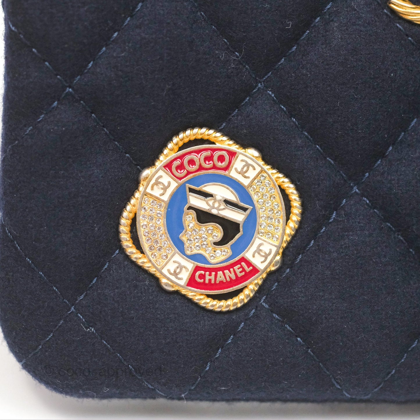 Chanel Coco Cruise Charms Mini O Case Navy Jersey