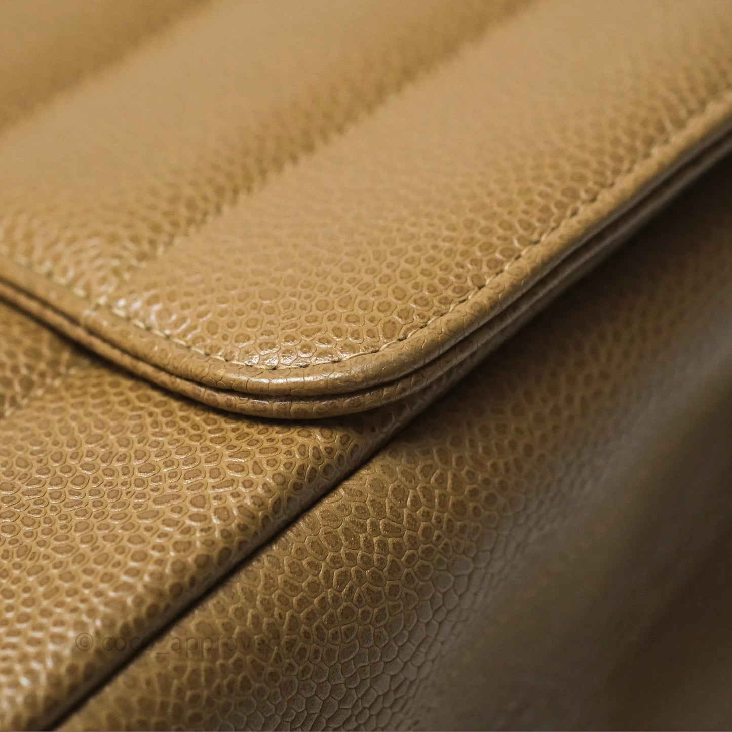 Chanel Vintage Vertical Quilted Jumbo Single Flap Beige Caviar 24K Gold Hardware