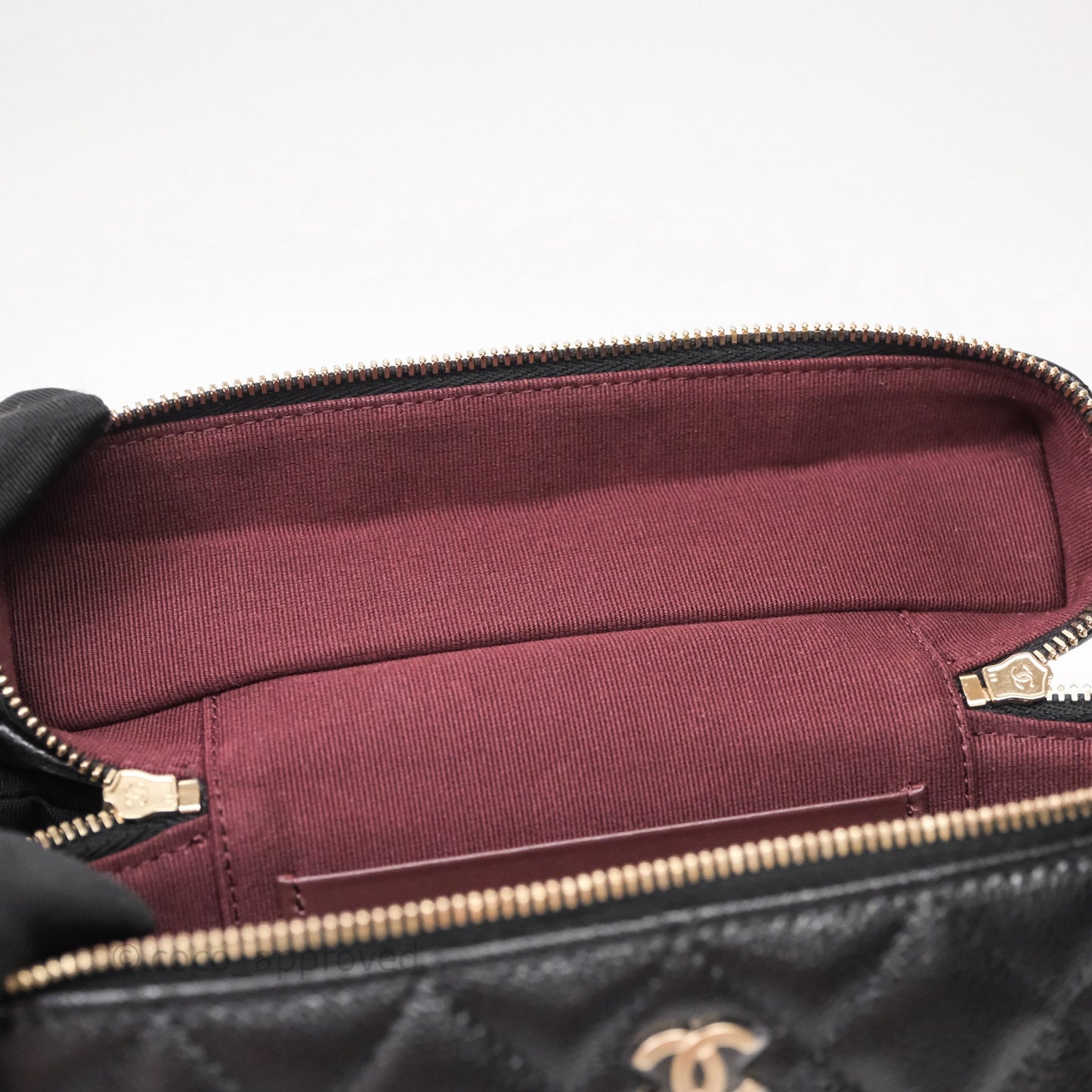 Chanel Top Handle Long Vanity with Chain Black Caviar Gold Hardware