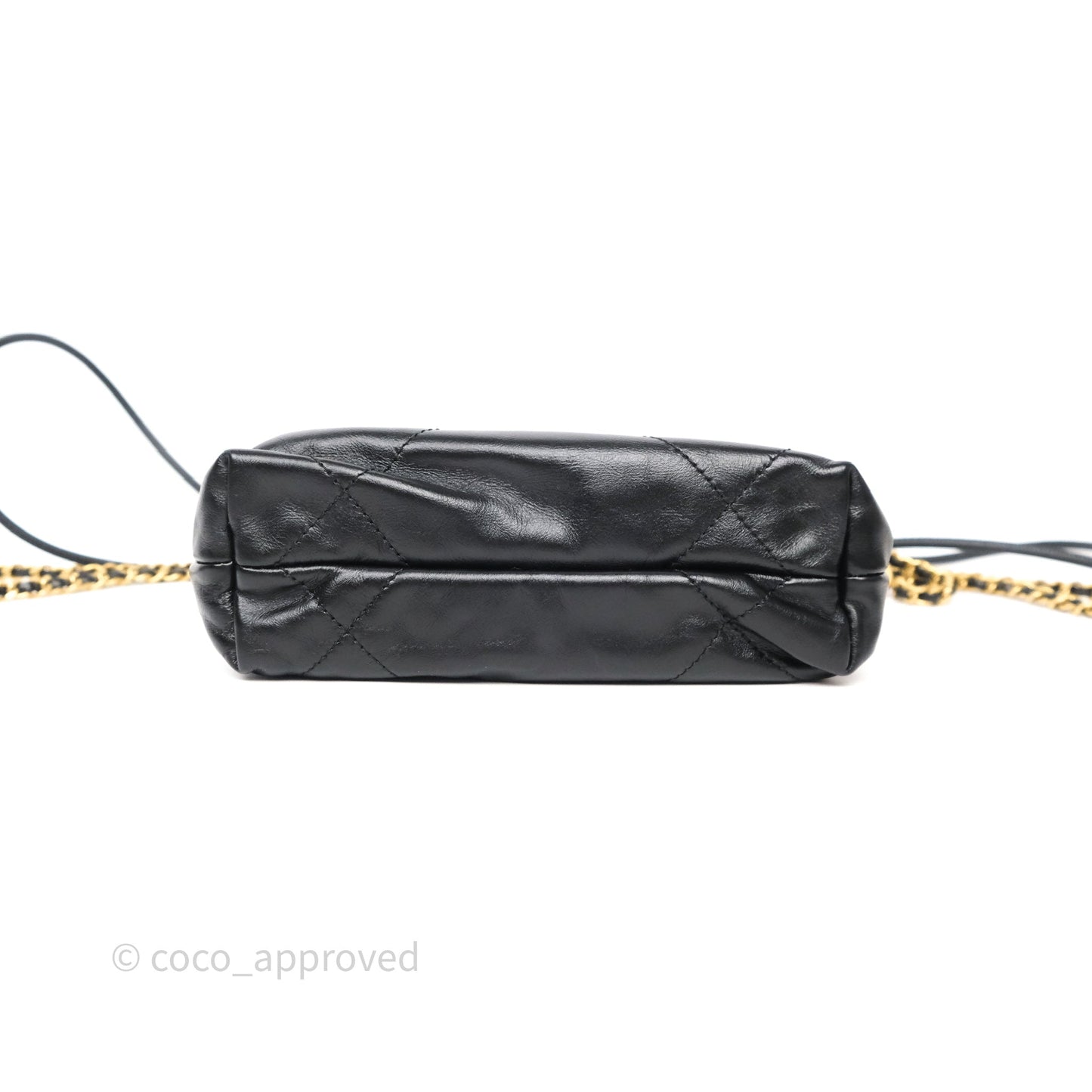 Chanel 22 Mini Bag Black Crumpled Calfskin Aged Gold Hardware