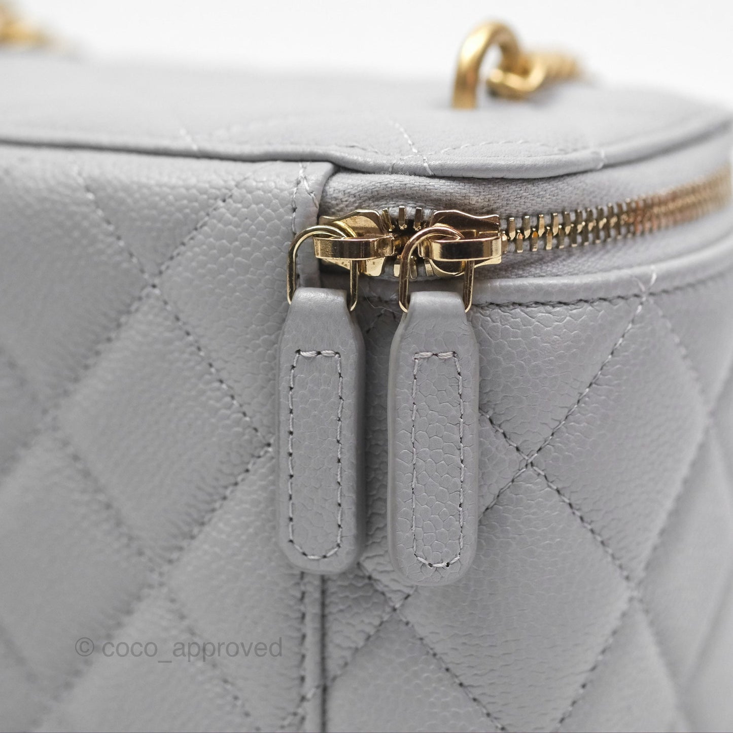 Chanel Vanity with Heart Adjustable Chain Grey Caviar Aged Gold Hardware