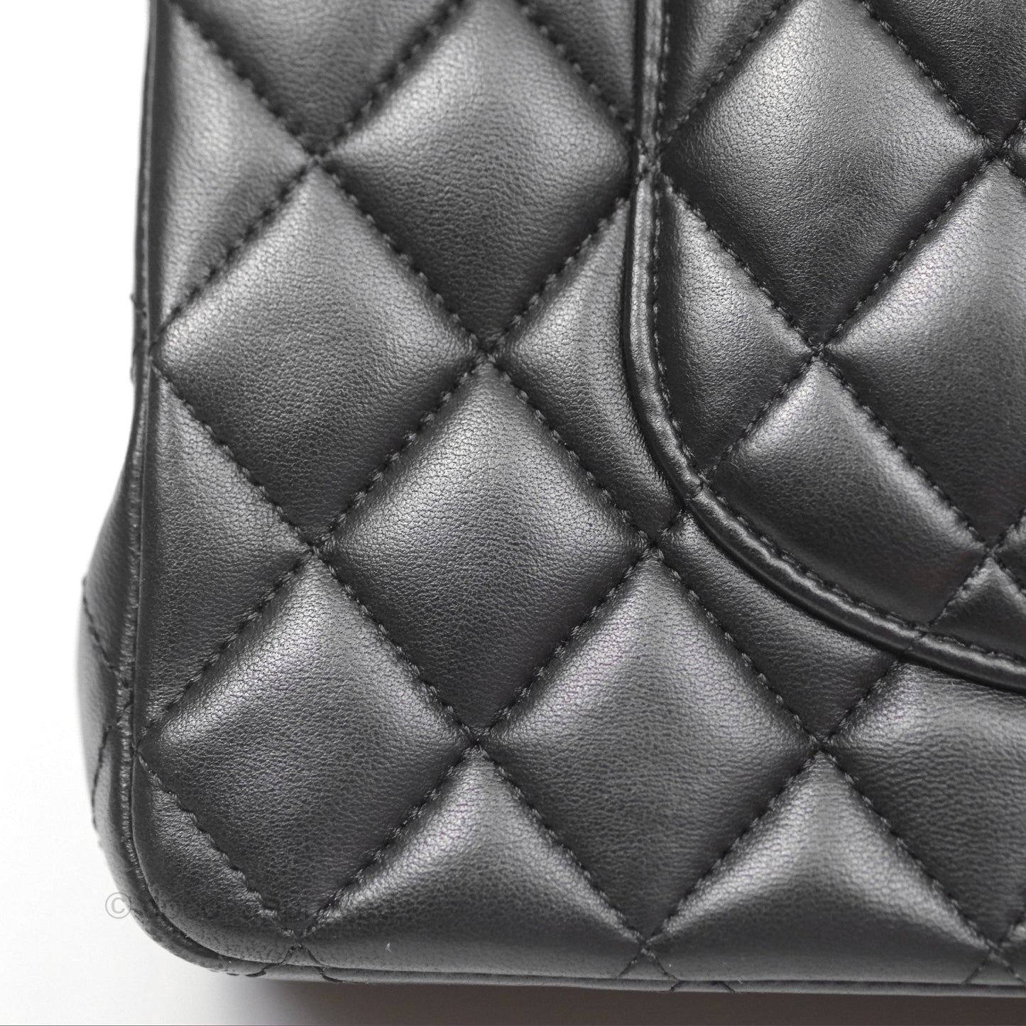 Chanel Classic M/L Medium Flap Quilted Black Lambskin Silver Hardware