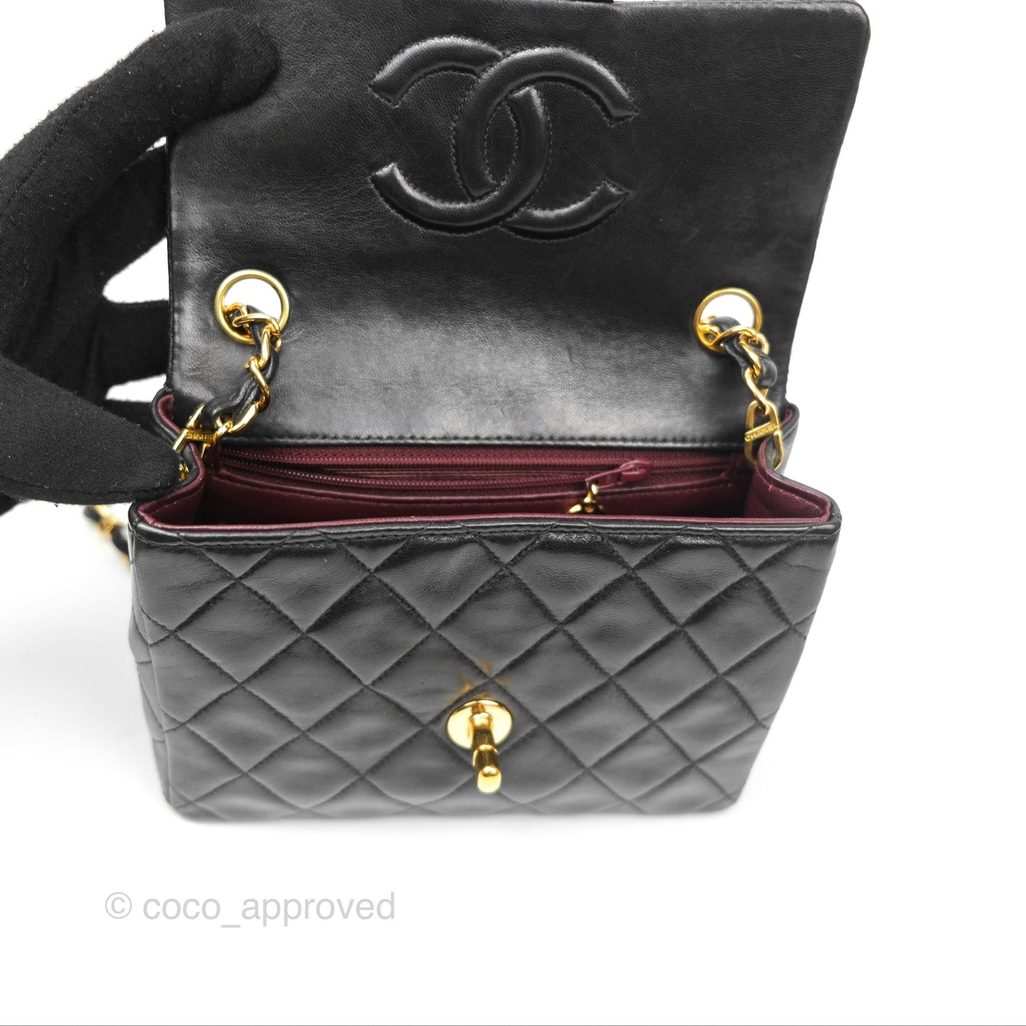 Chanel Vintage Mini Square Black Lambskin 24K Gold Hardware