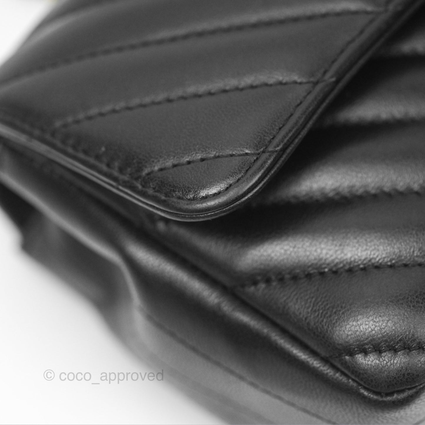 Chanel Chevron Mini Rectangular Black Lambskin Aged Gold Hardware