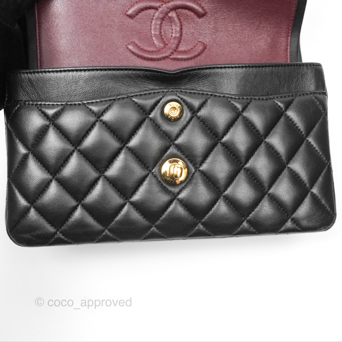 Chanel Small Classic Quilted Flap Black Lambskin Gold Hardware