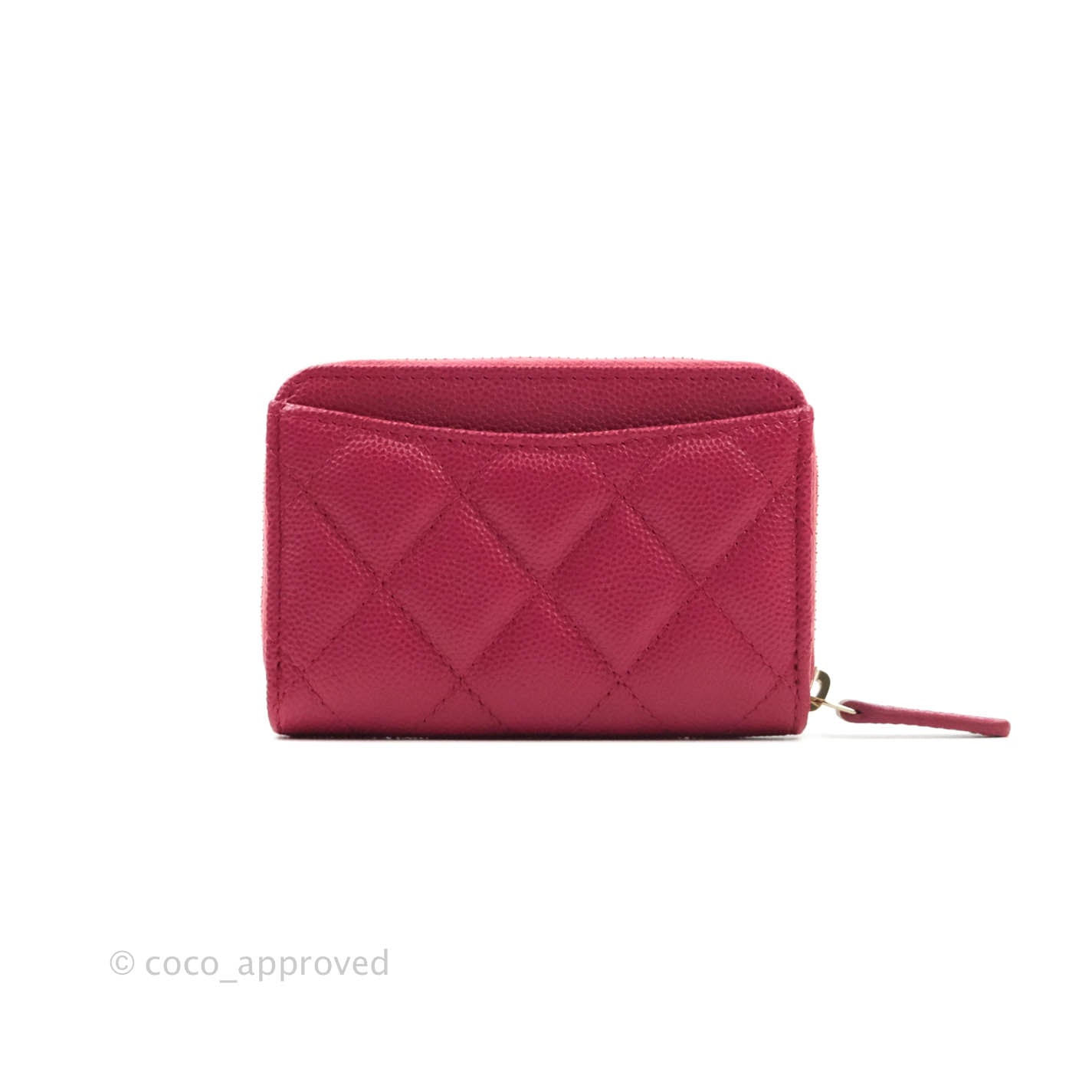 Chanel Classic Zipped Coin Purse Rosy Red Caviar Gold Hardware 21A