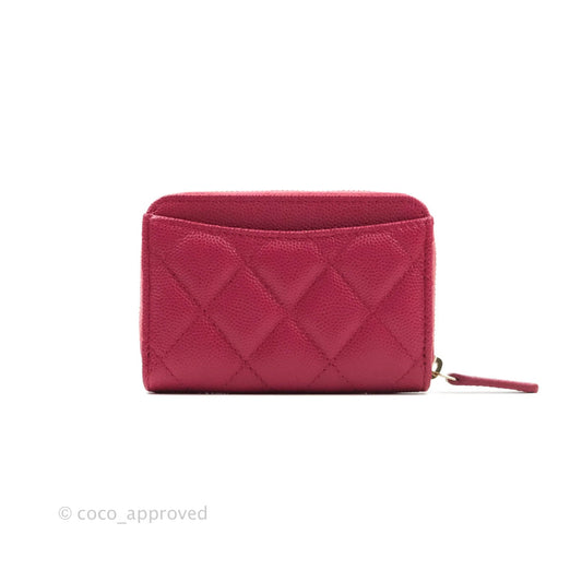 Chanel Classic Zipped Coin Purse Rosy Red Caviar Gold Hardware 21A