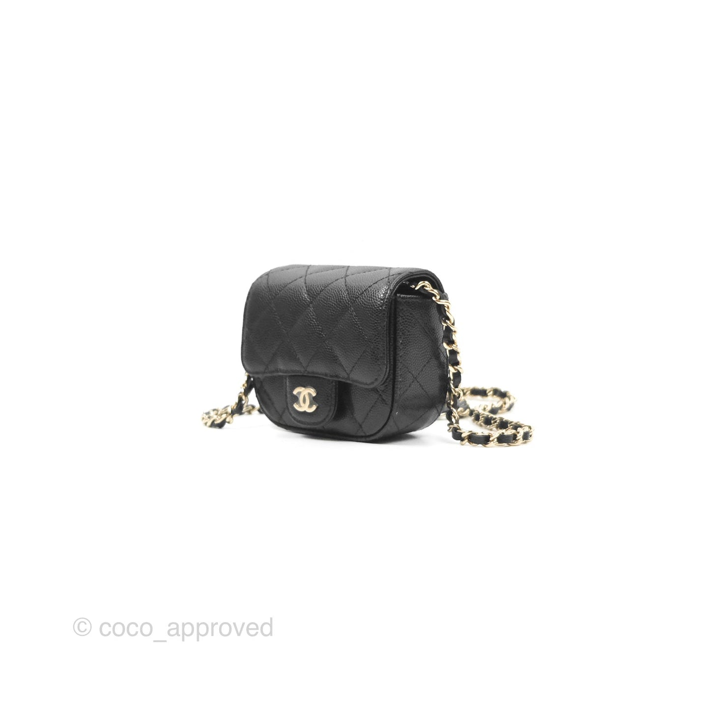 Chanel Mini Clutch With Chain Black Caviar Gold Hardware