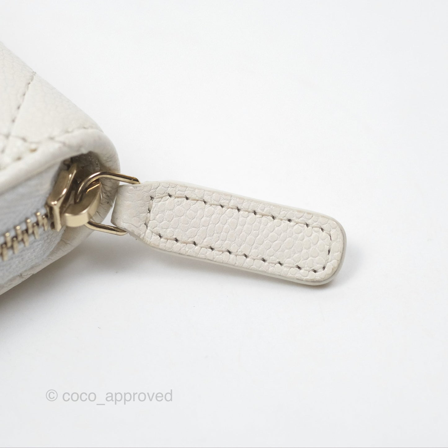 Chanel Classic Zipped Coin Purse White Caviar Gold Hardware