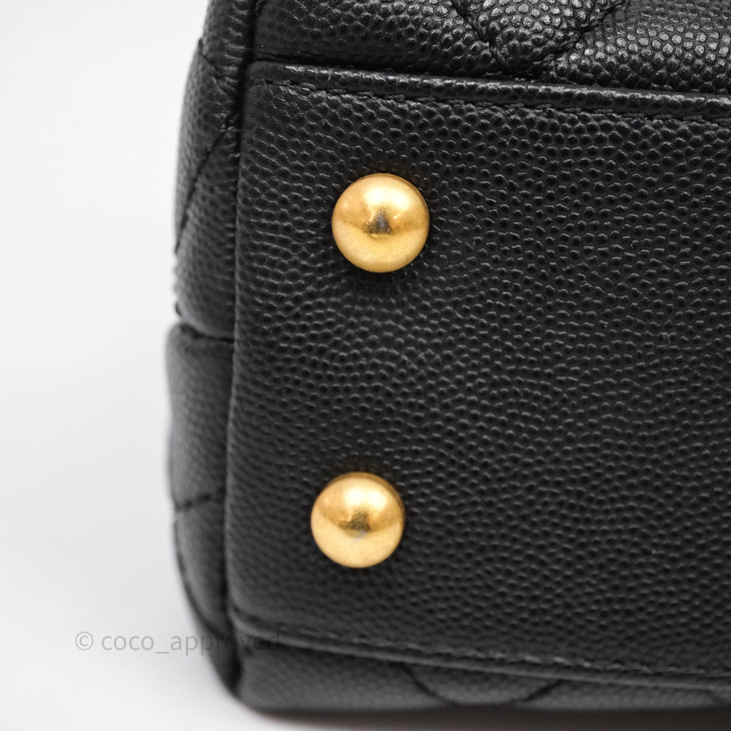 Chanel Small Quilted Coco Handle Black Caviar Aged Gold Hardware