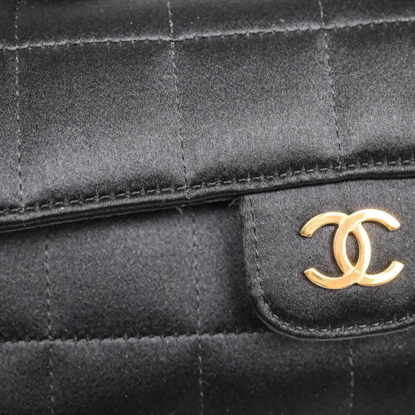 Chanel Vintage Mini Chocolate Bar Camellia Flap Black Velvet Gold Hardware