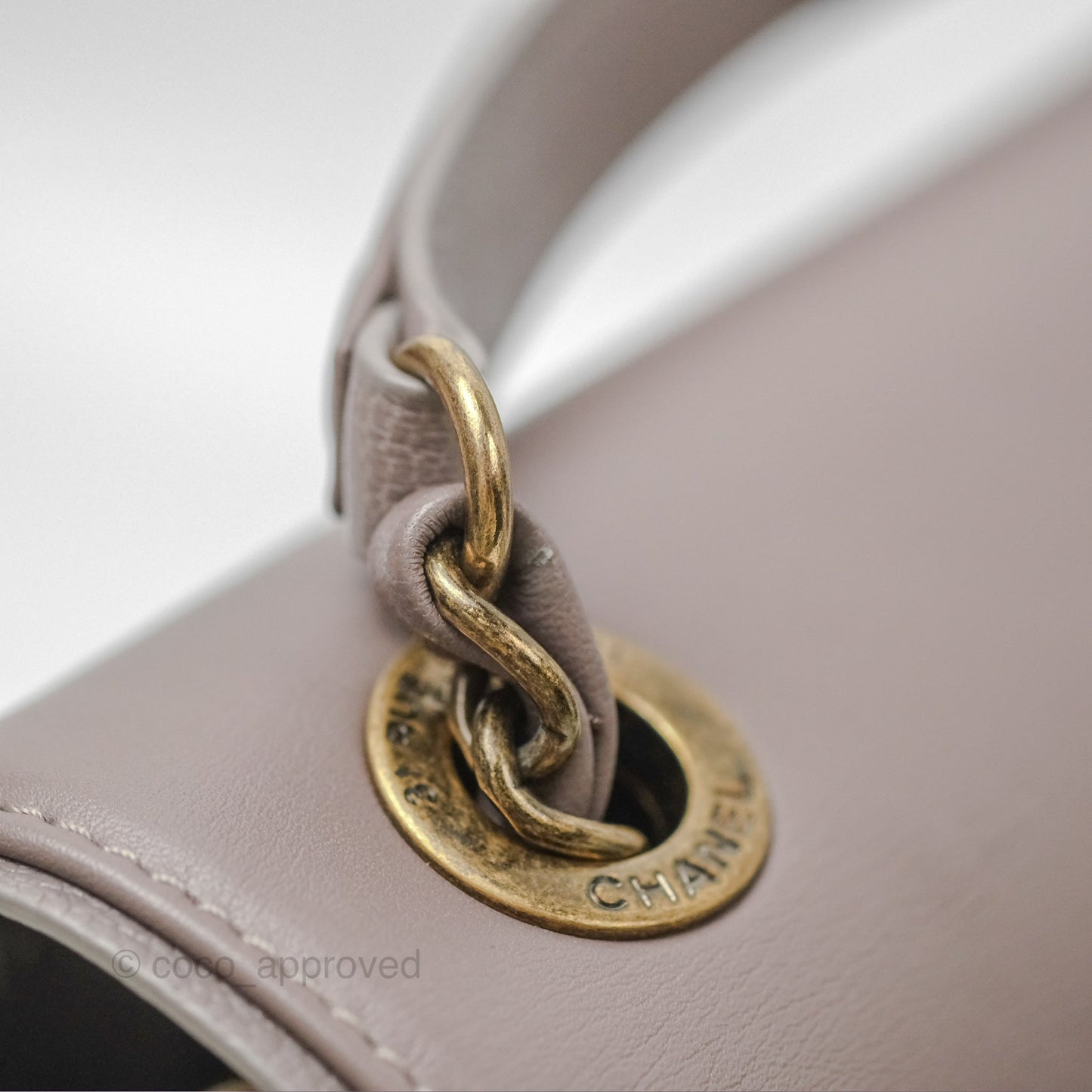 Chanel Coco Curve Flap Burnished Lilac Grey Calfskin Goatskin Antique Gold Hardware