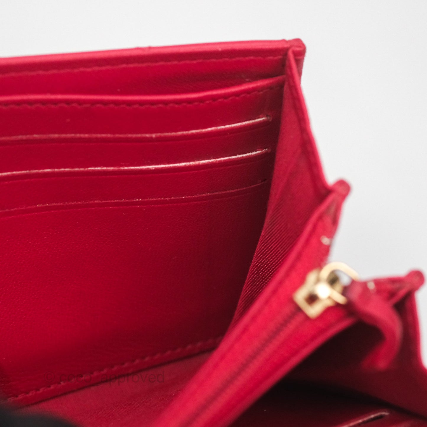 Chanel Quilted Boy Flap Long Wallet Red Lambskin Gold Hardware