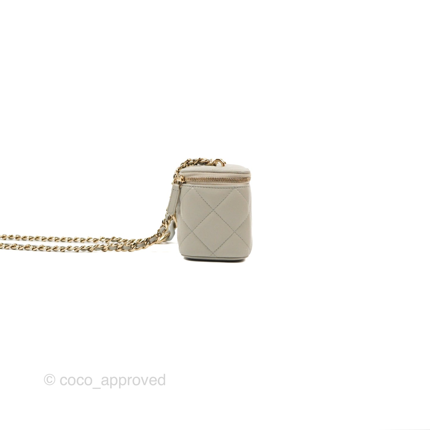 Chanel Vanity with Resin Chain Grey Lambskin Gold Hardware