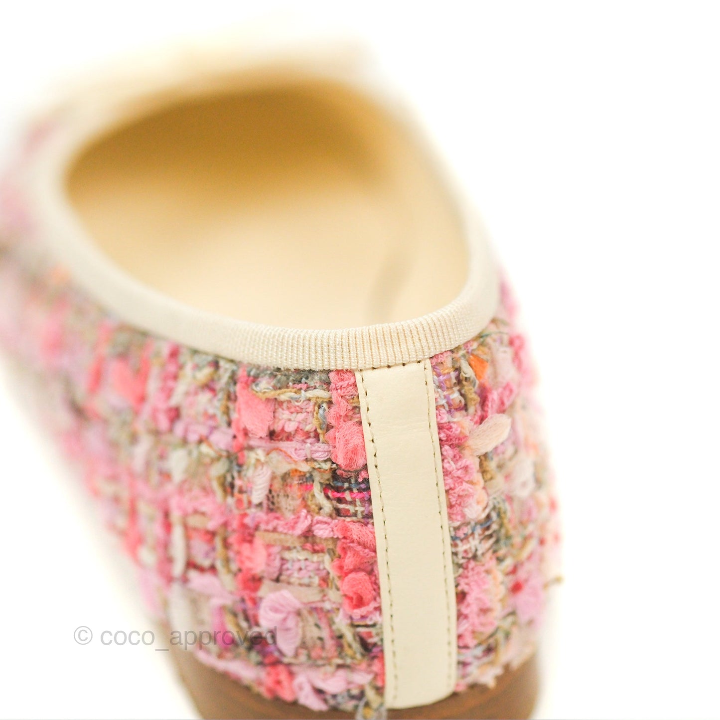 Chanel Ballerina Flats Pink/Ivory Tweed Size 38