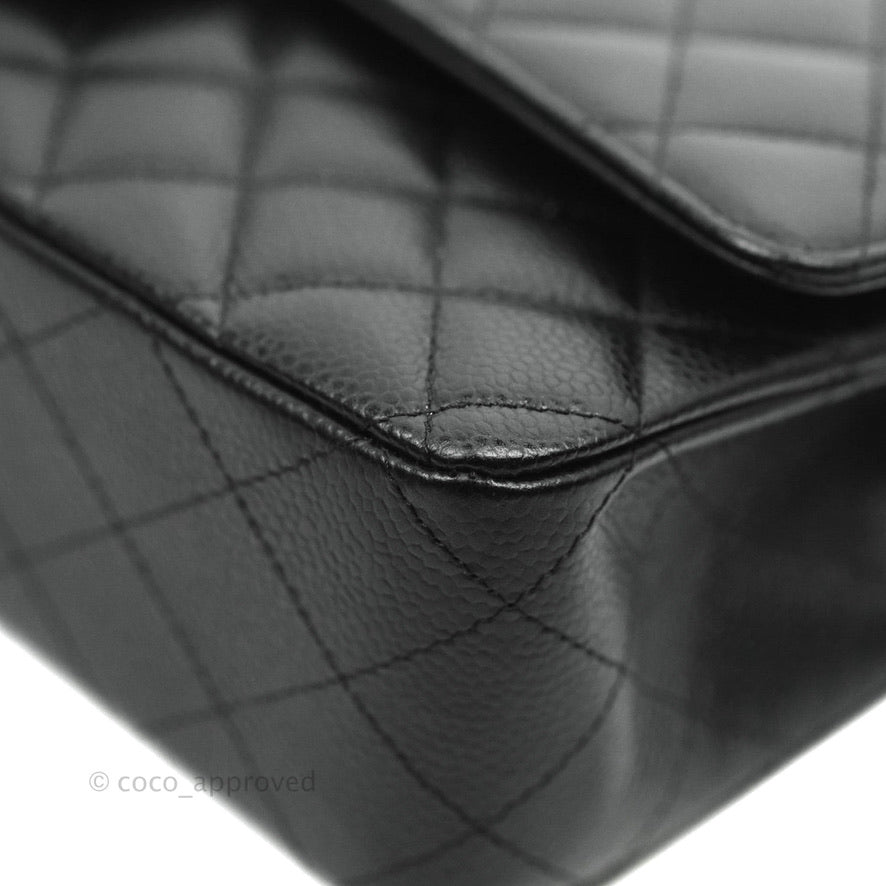 Chanel Classic Double Flap M/L Black Caviar Gold Hardware