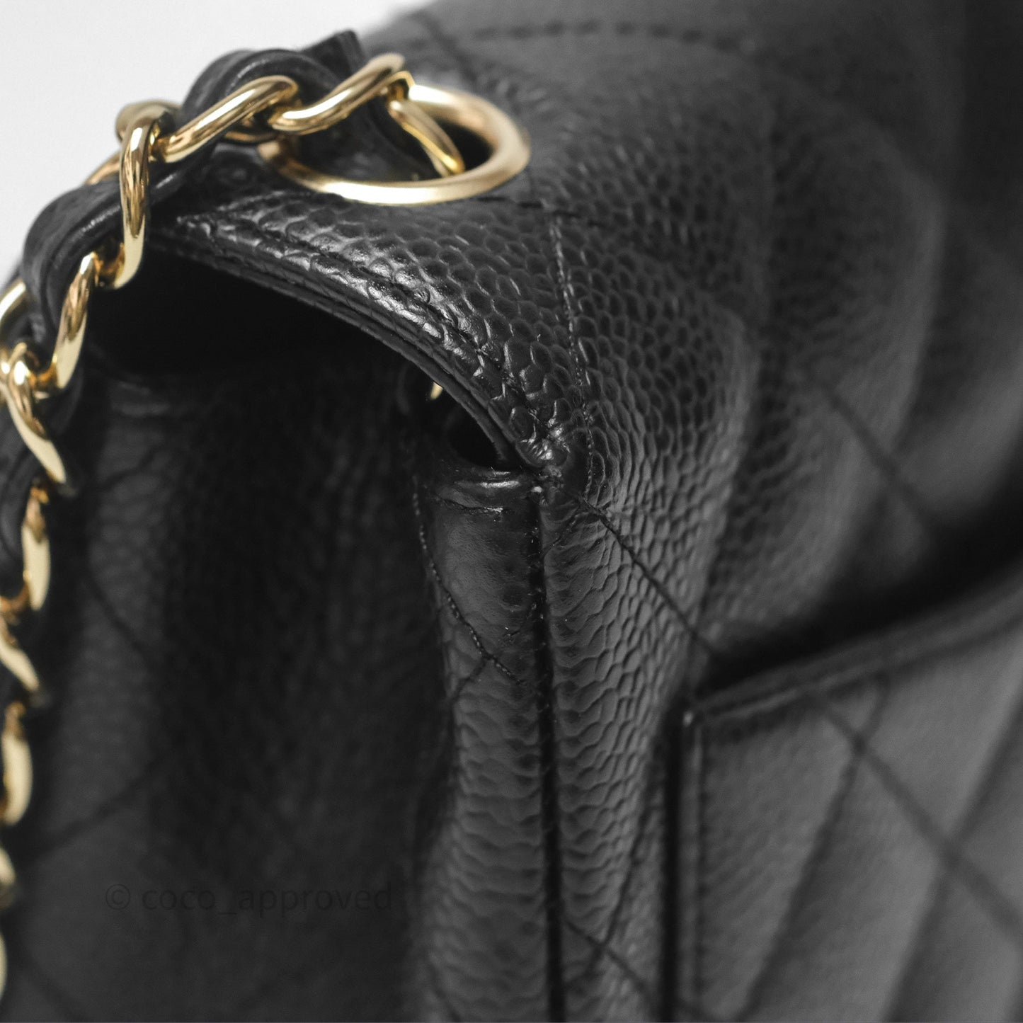 Chanel Vintage Mini Square Flap Quilted Black Caviar 24K Gold Hardware